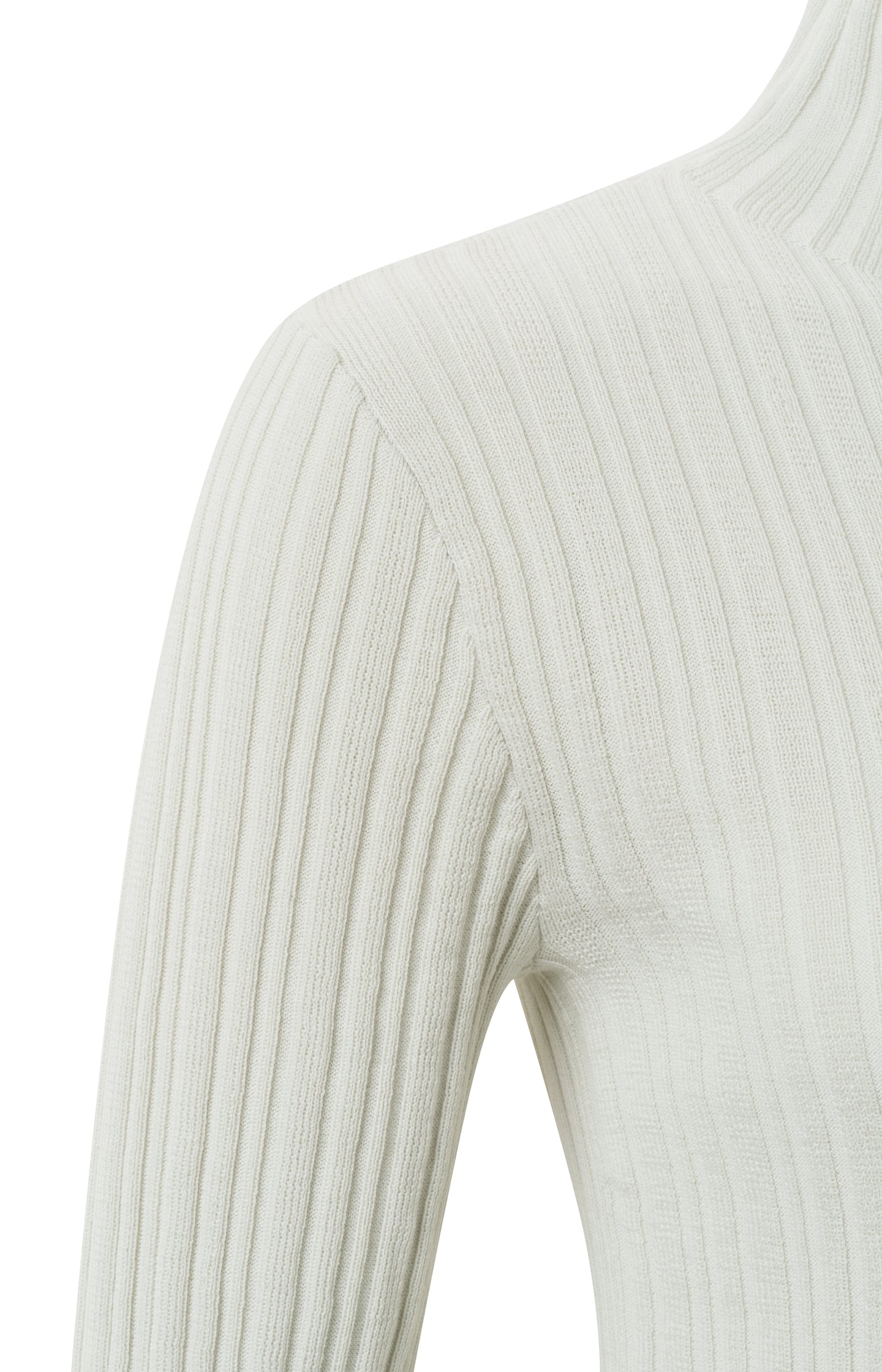 Ribbed sweater with high neck, long sleeves and zipper