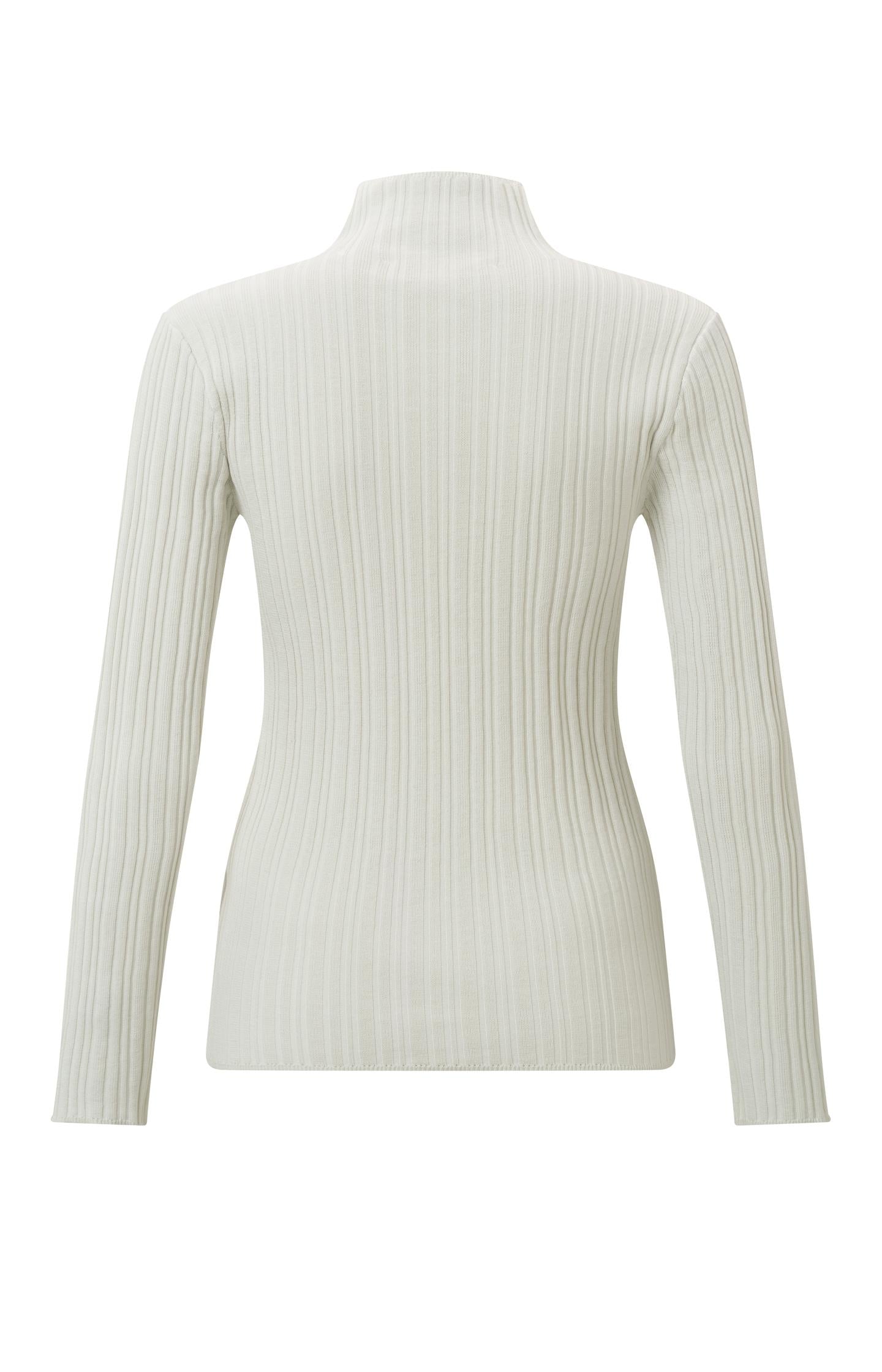 Ribbed sweater with high neck, long sleeves and zipper