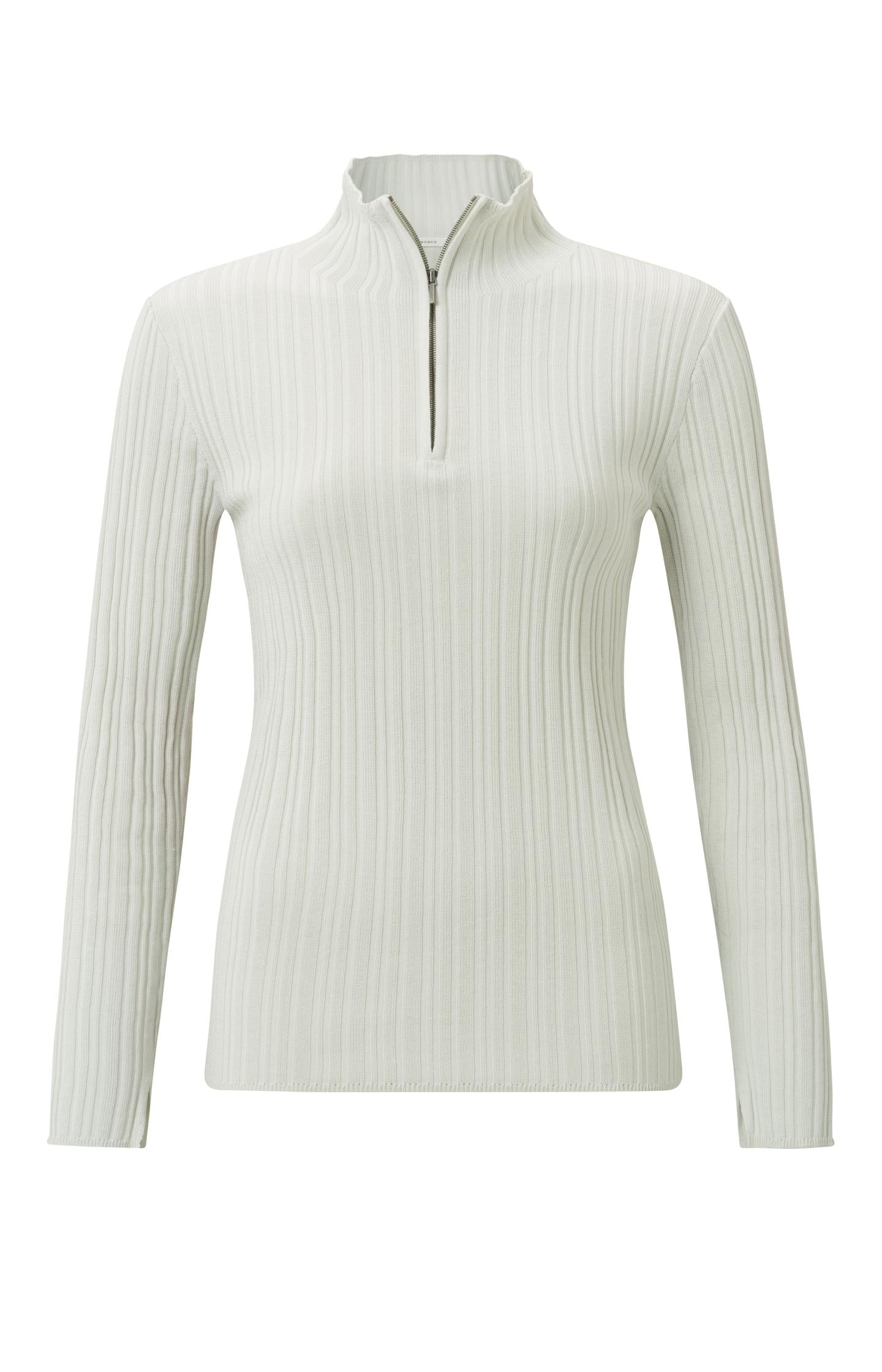 Ribbed sweater with high neck, long sleeves and zipper - Type: product