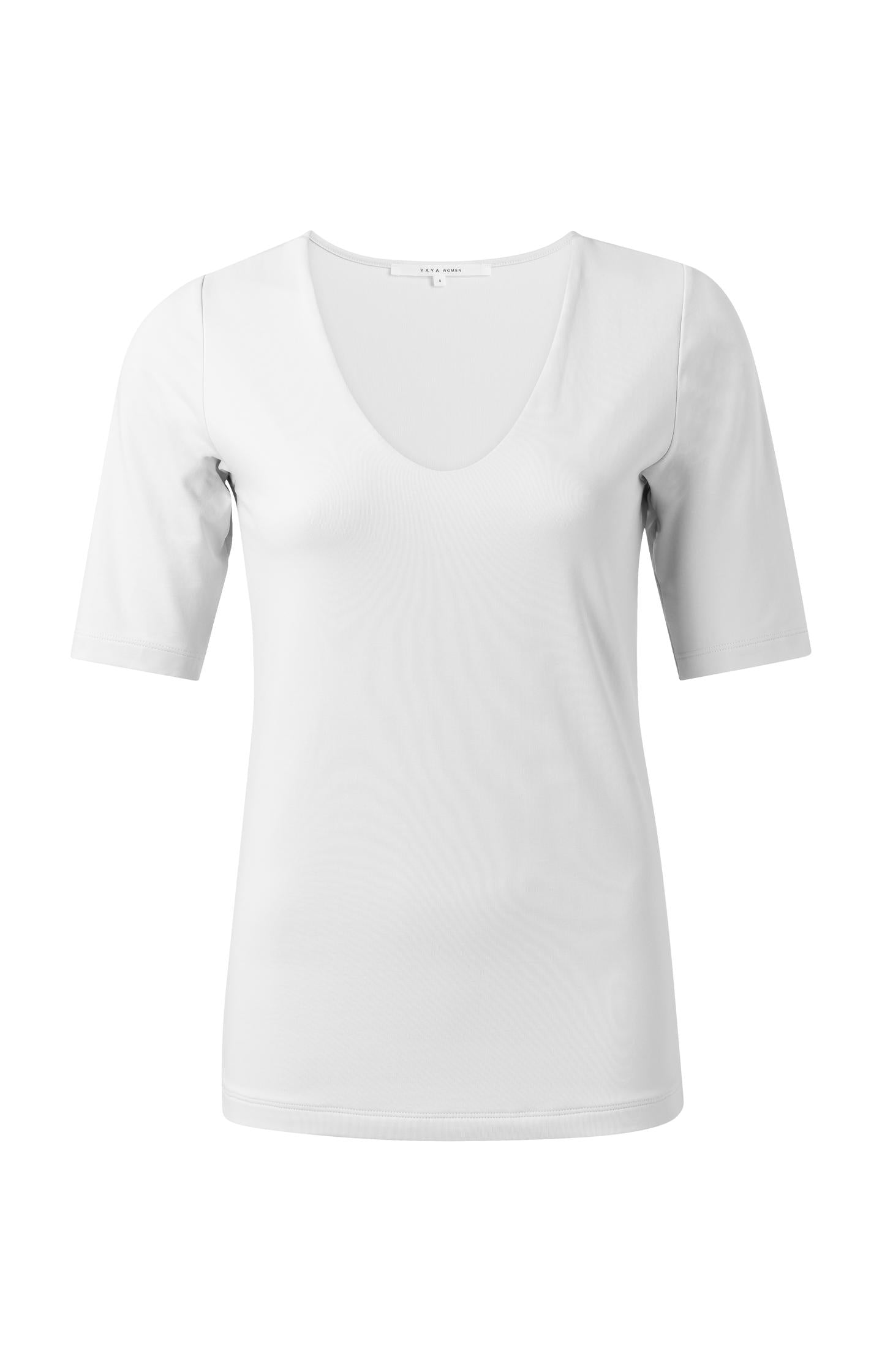 Round V-neck top with half sleeves - Type: product