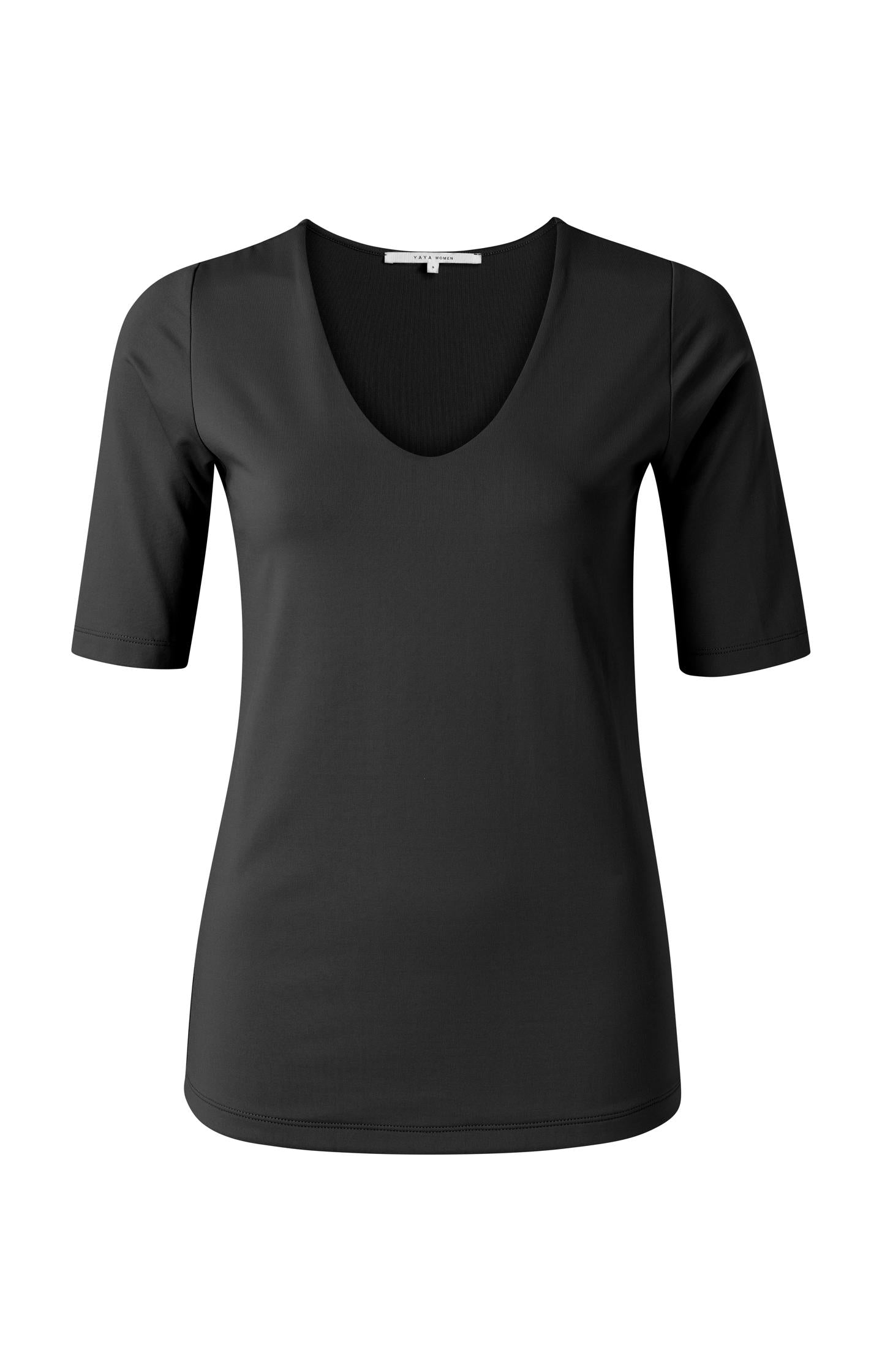 Round V-neck top with half sleeves - Type: product