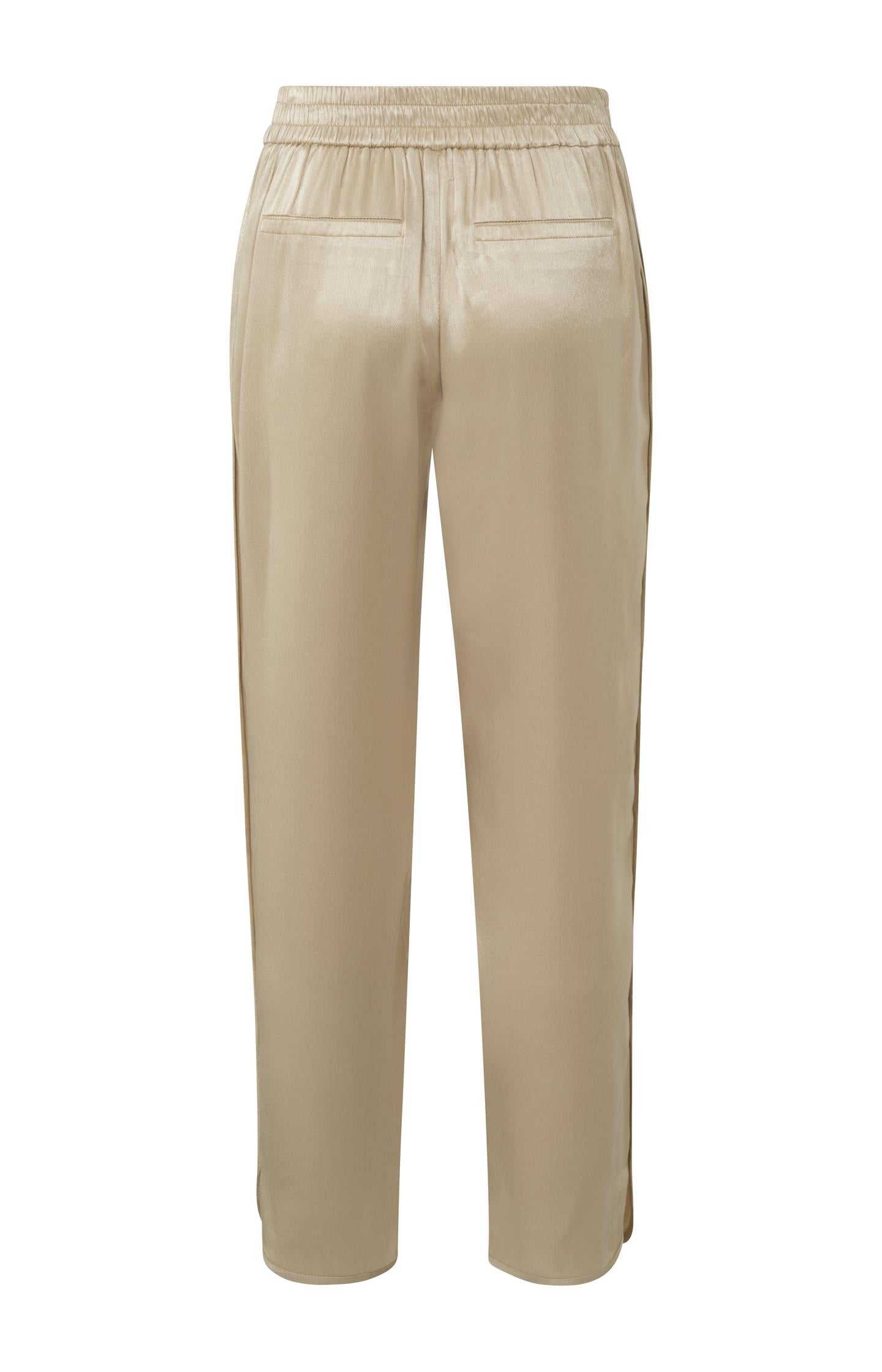 Satin jogging trousers with elastic waist and side pockets