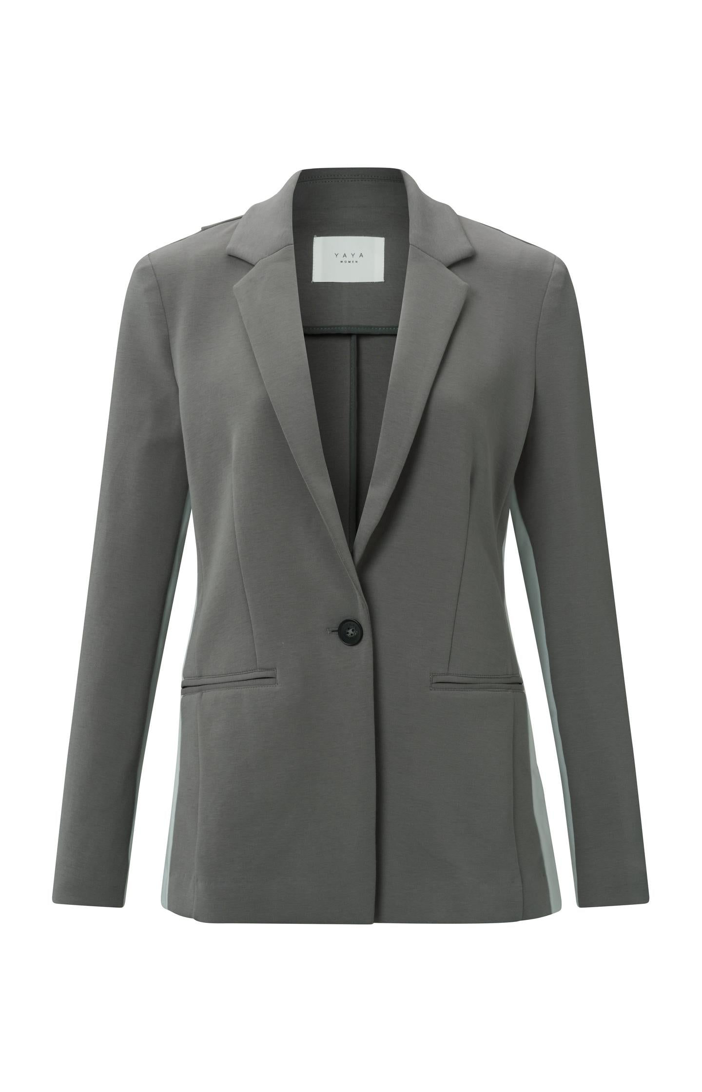 Scuba blazer with long sleeves, a button and a stripe - Type: product