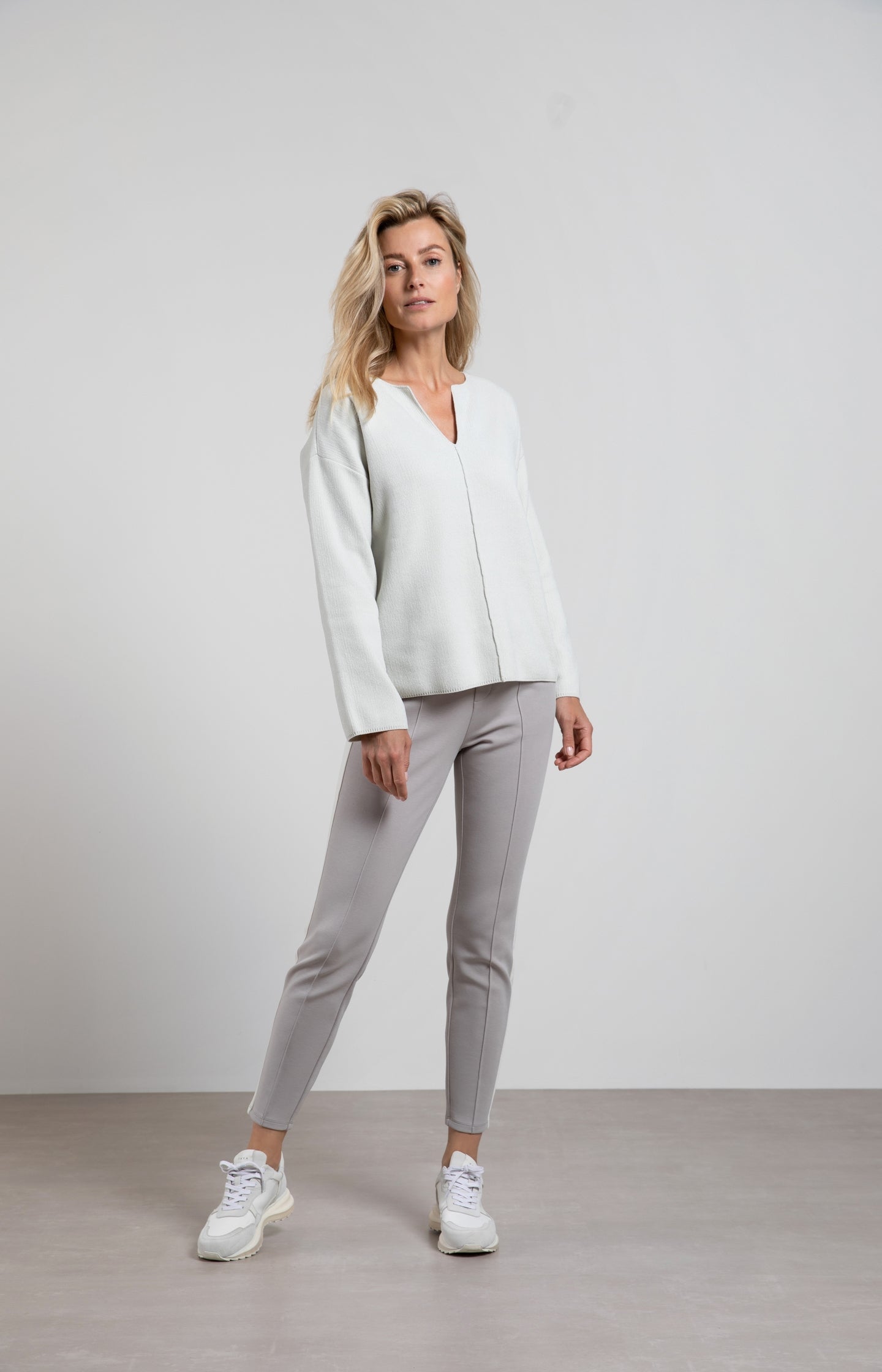 Scuba trousers with side pockets, seam details and stripe - Type: lookbook