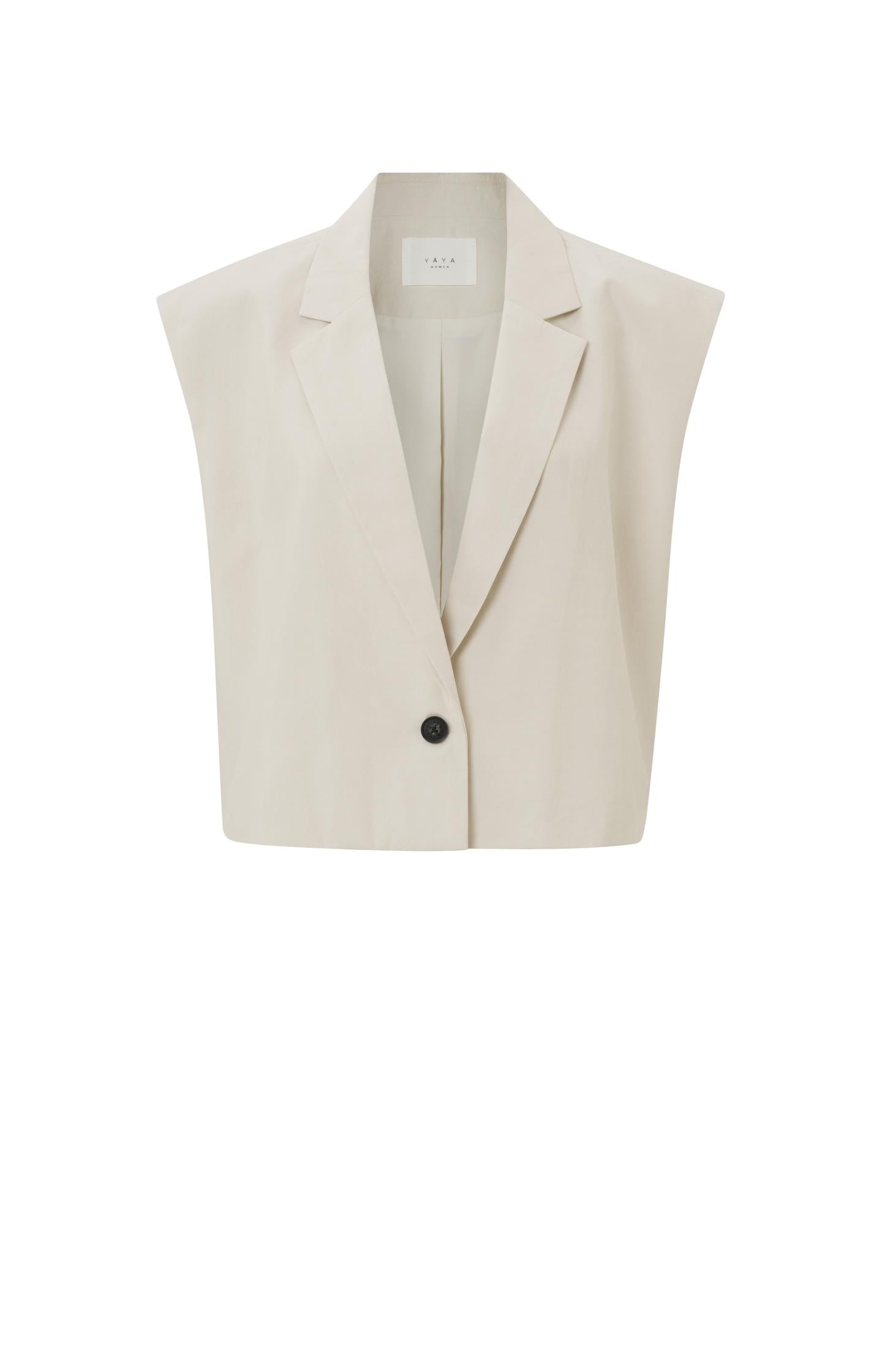 Sleeveless cropped blazer with button and collar - Type: product