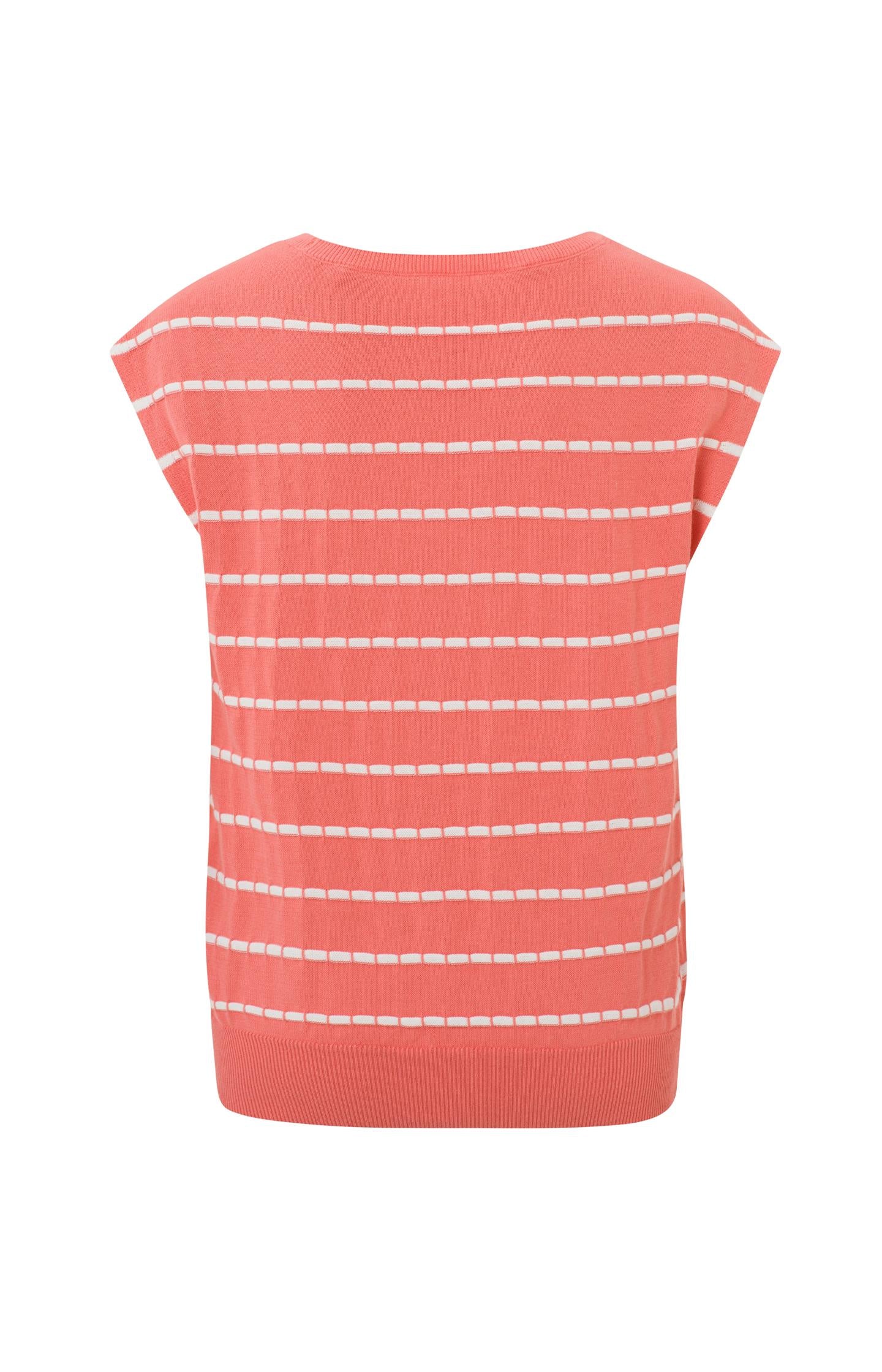 Sleeveless sweater with round neck and stripe pattern