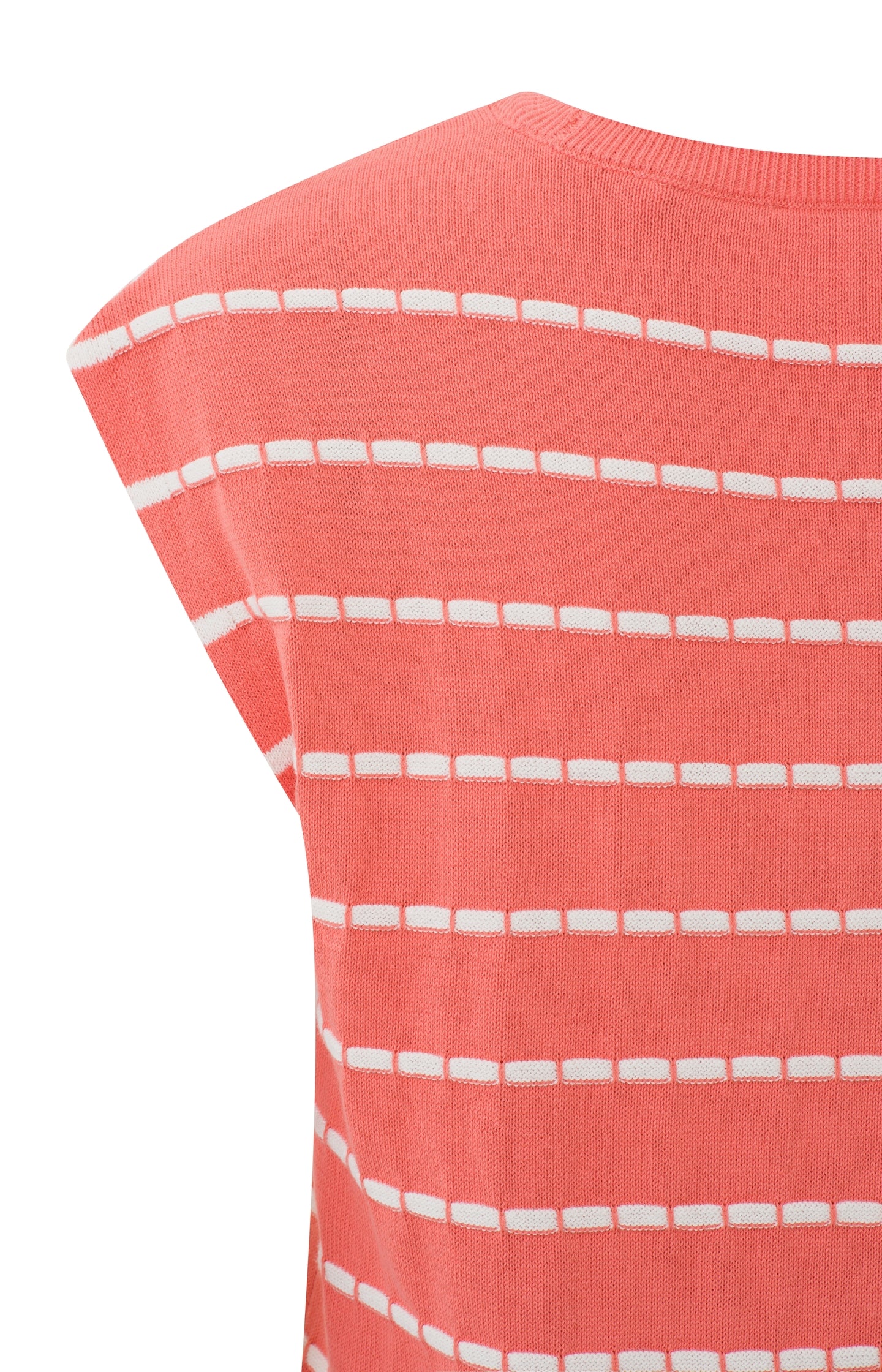 Sleeveless sweater with round neck and stripe pattern
