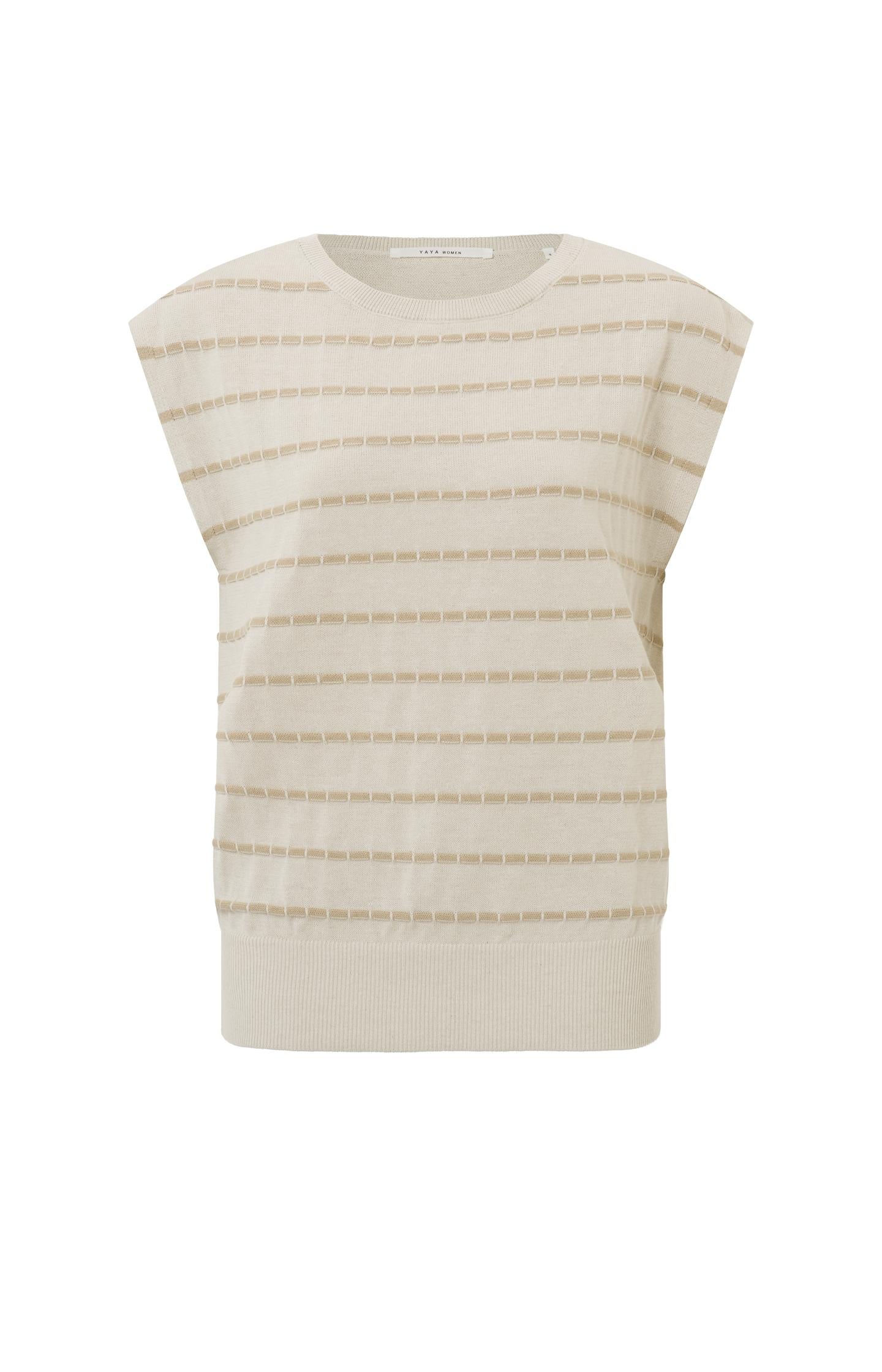 Sleeveless sweater with round neck and stripe pattern - Type: product