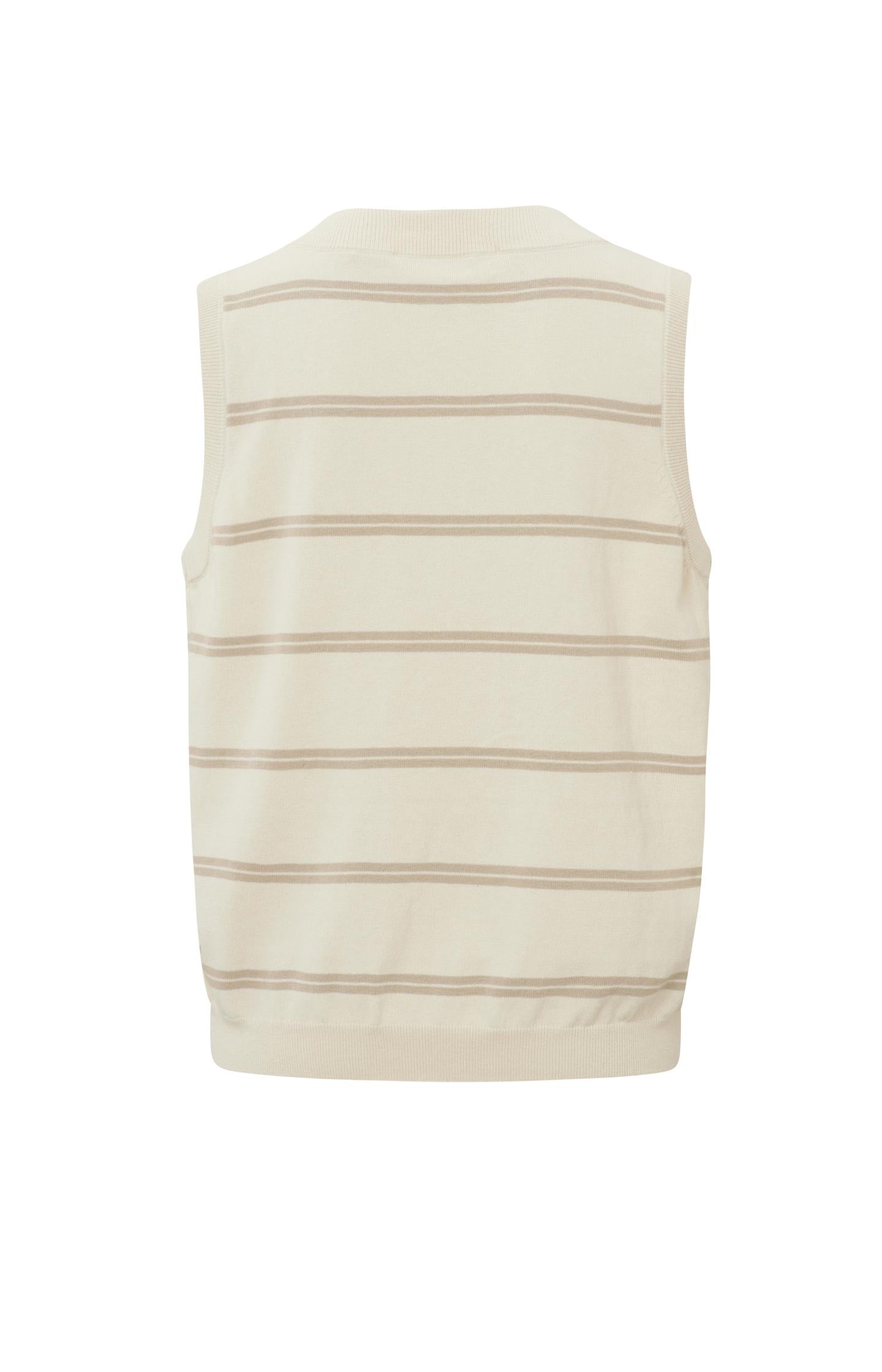 Sleeveless sweater with V-neck and ribbed waistband