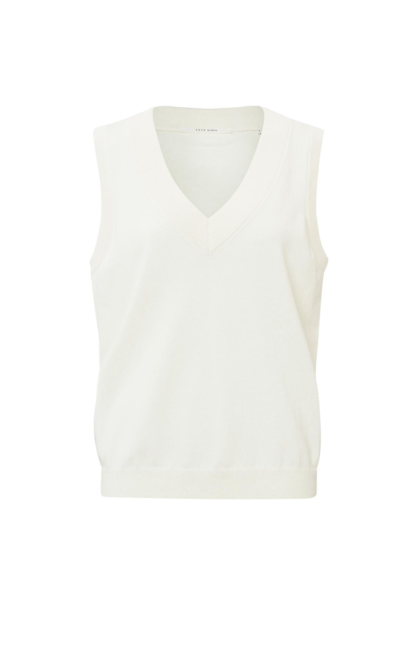 Sleeveless sweater with V-neck and ribbed waistband - Type: product