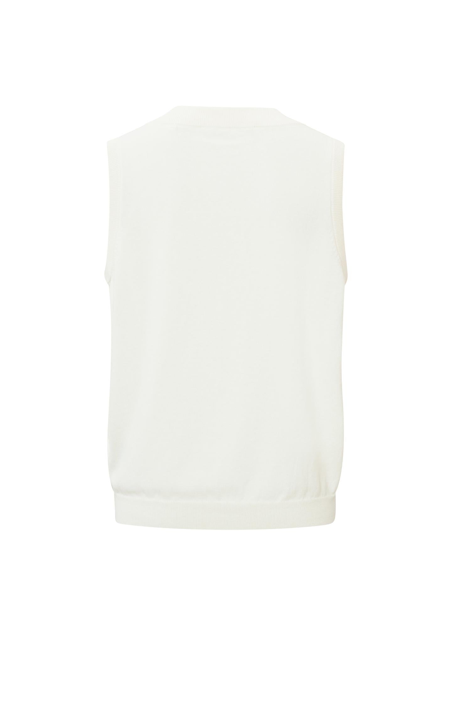 Sleeveless sweater with V-neck and ribbed waistband