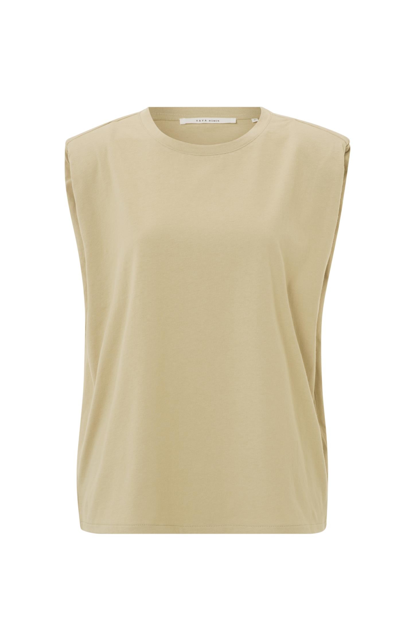 Sleeveless T-shirt with round neck and shoulderpadding - Type: product