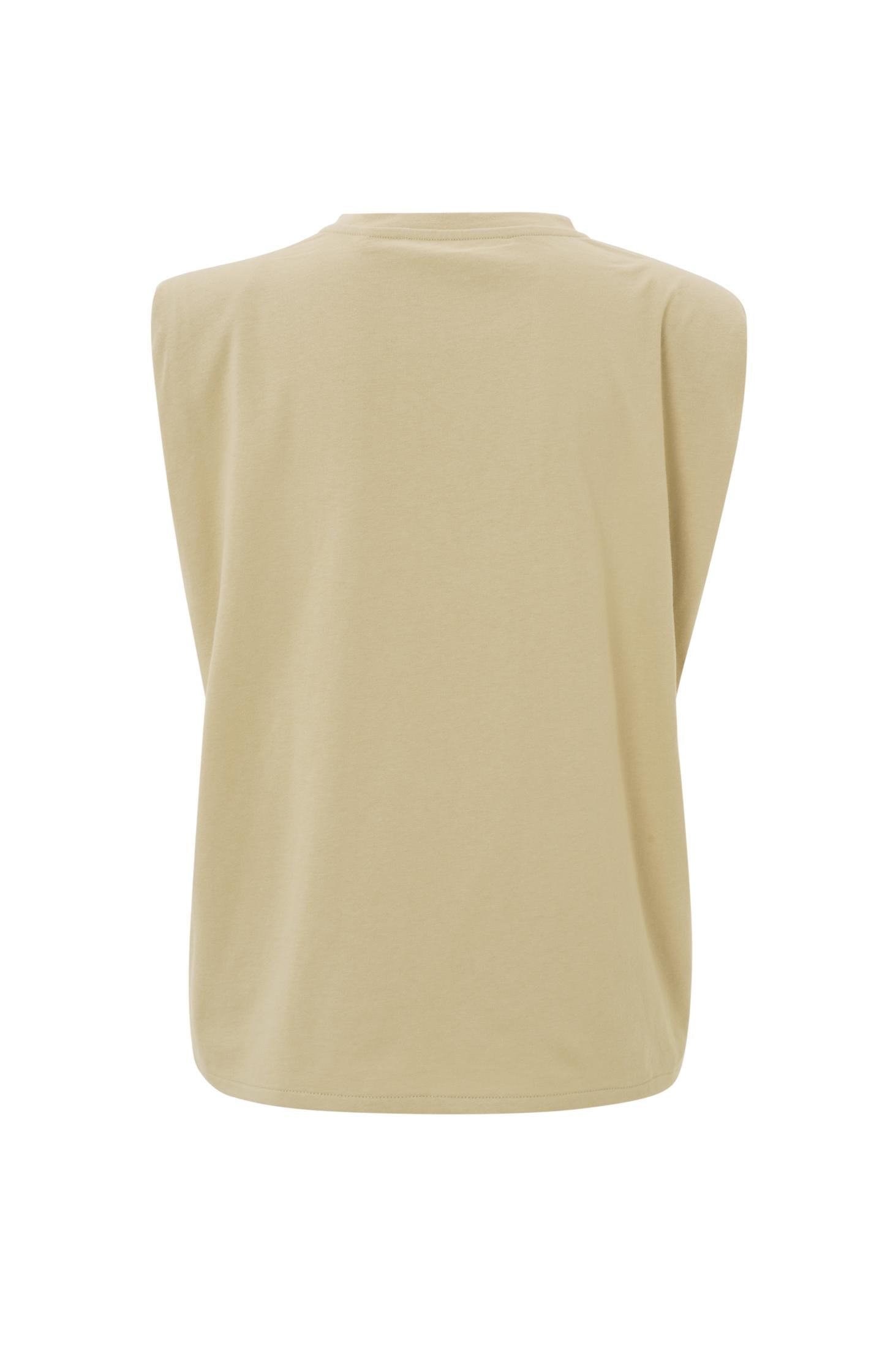 Sleeveless T-shirt with round neck and shoulderpadding