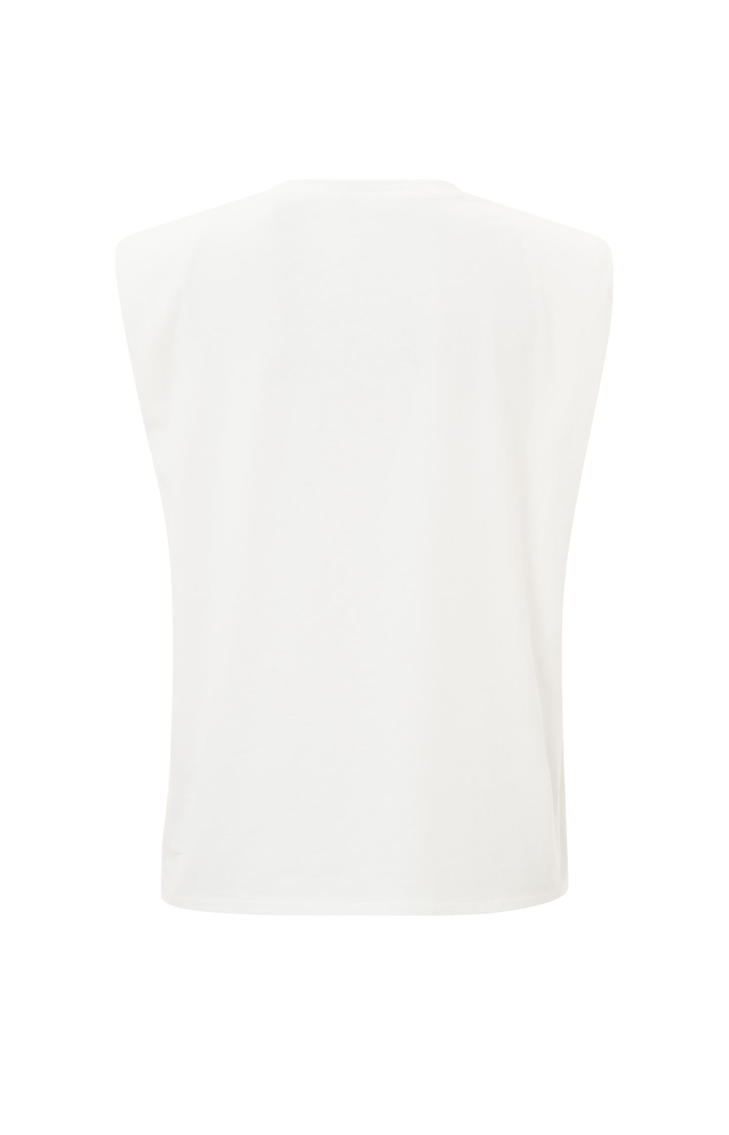 Sleeveless T-shirt with round neck and shoulderpadding