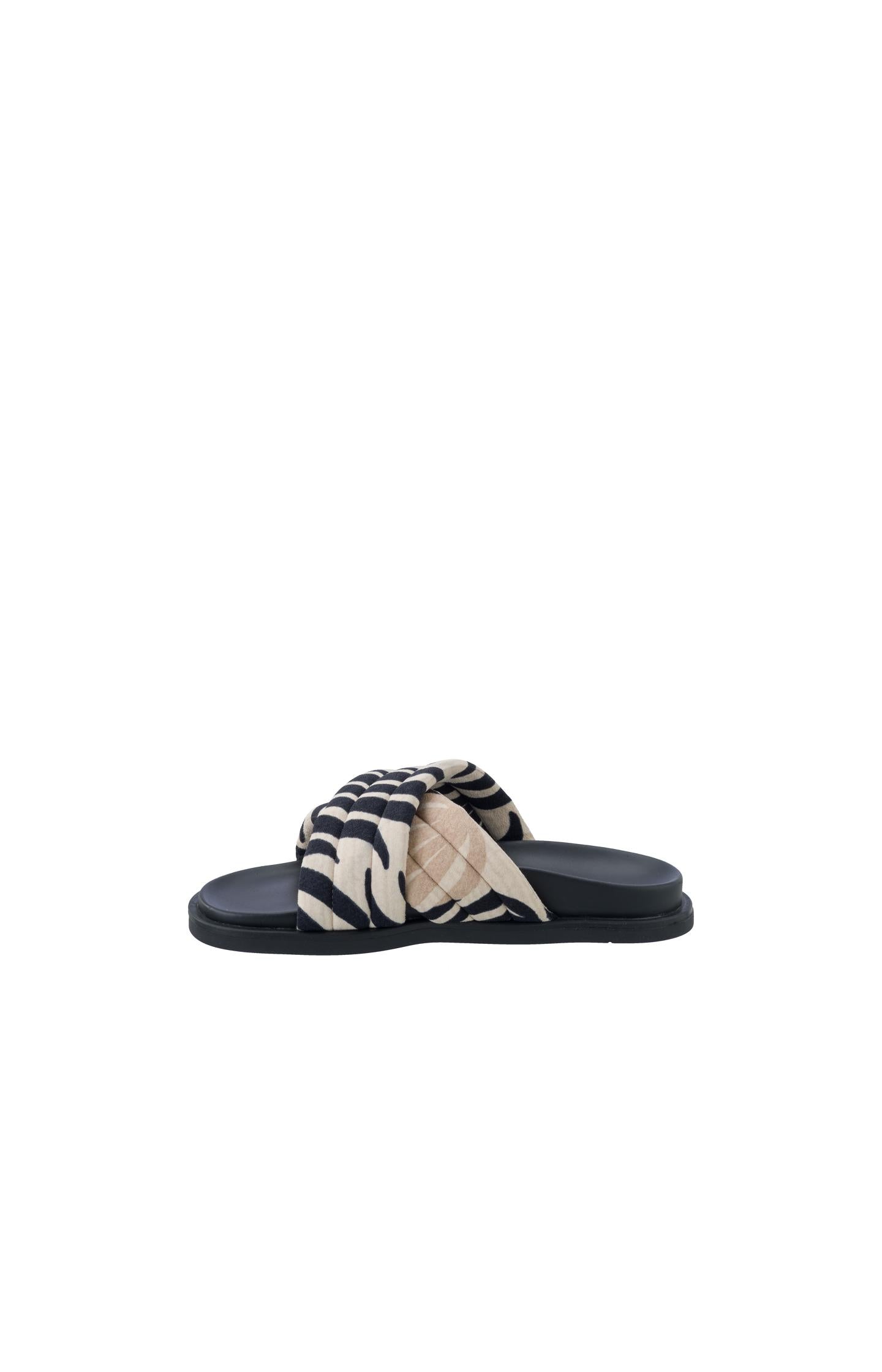 Slipper with crossed straps and retro print