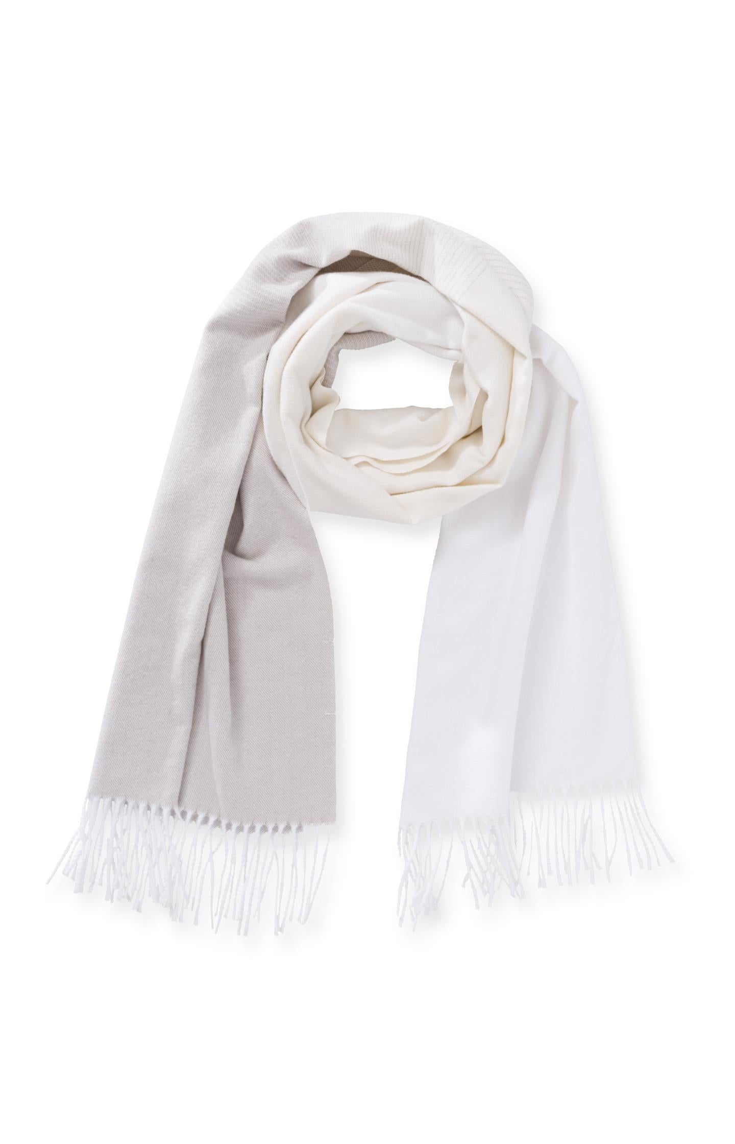 Soft knitted scarf with gradient effect and fringes - Bright White Dessin - Type: product