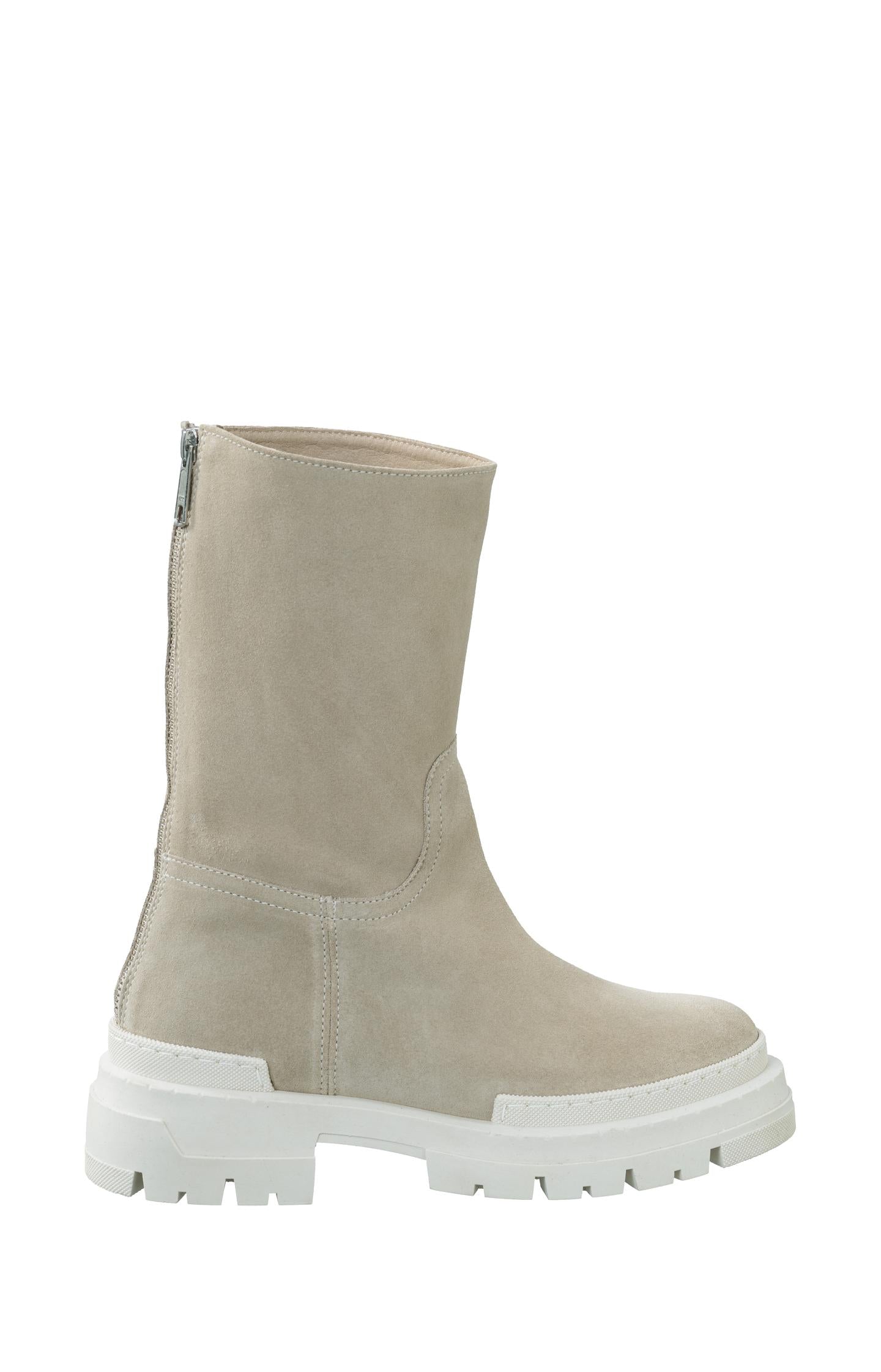 Sturdy suede boots with zipper and rubber soles - Birch Sand