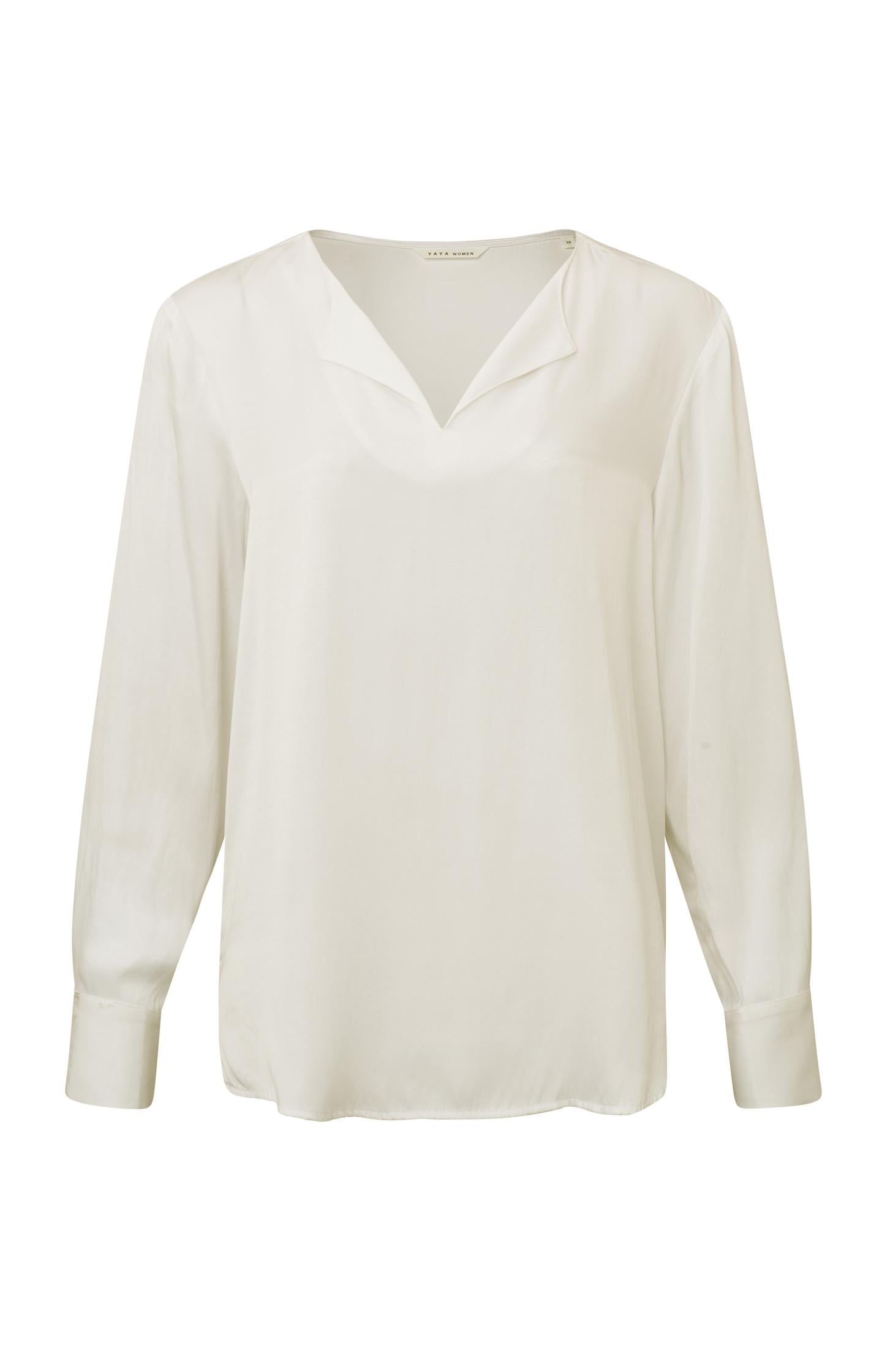 Supple top with V-neck, long sleeves and subtle side slit - Type: product