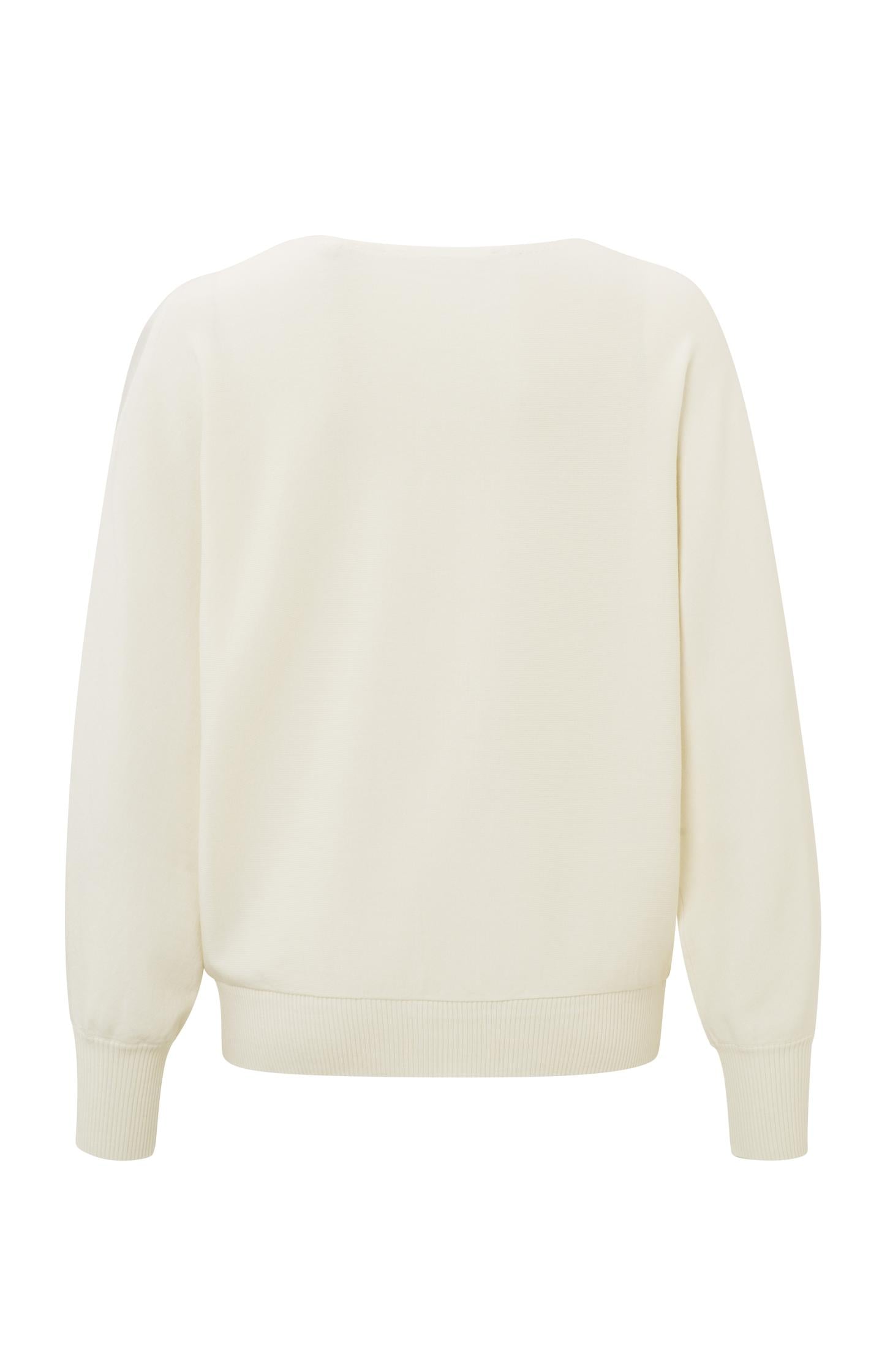 Sweater with boat neck, long sleeves and open shoulder