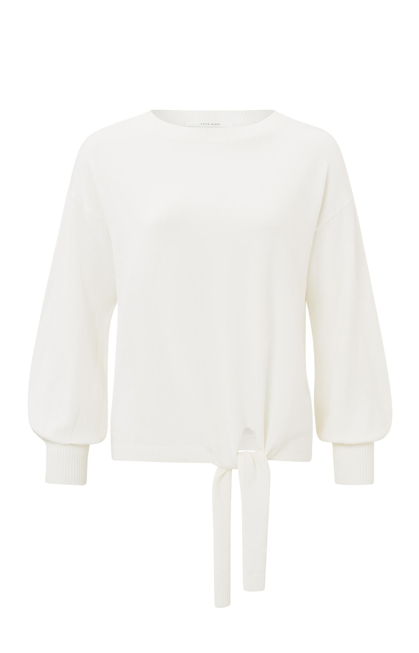 Sweater with boatneck, long balloon sleeves and knot - Type: product