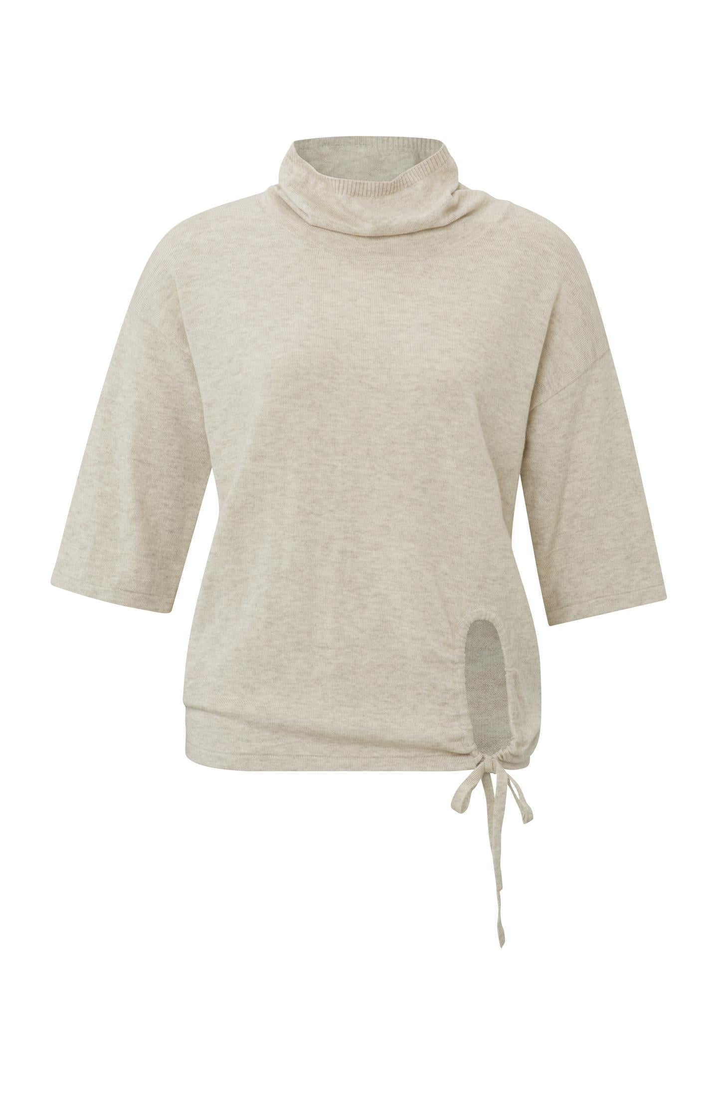 Sweater with high neck, mid-length sleeves and waist detail - Type: product