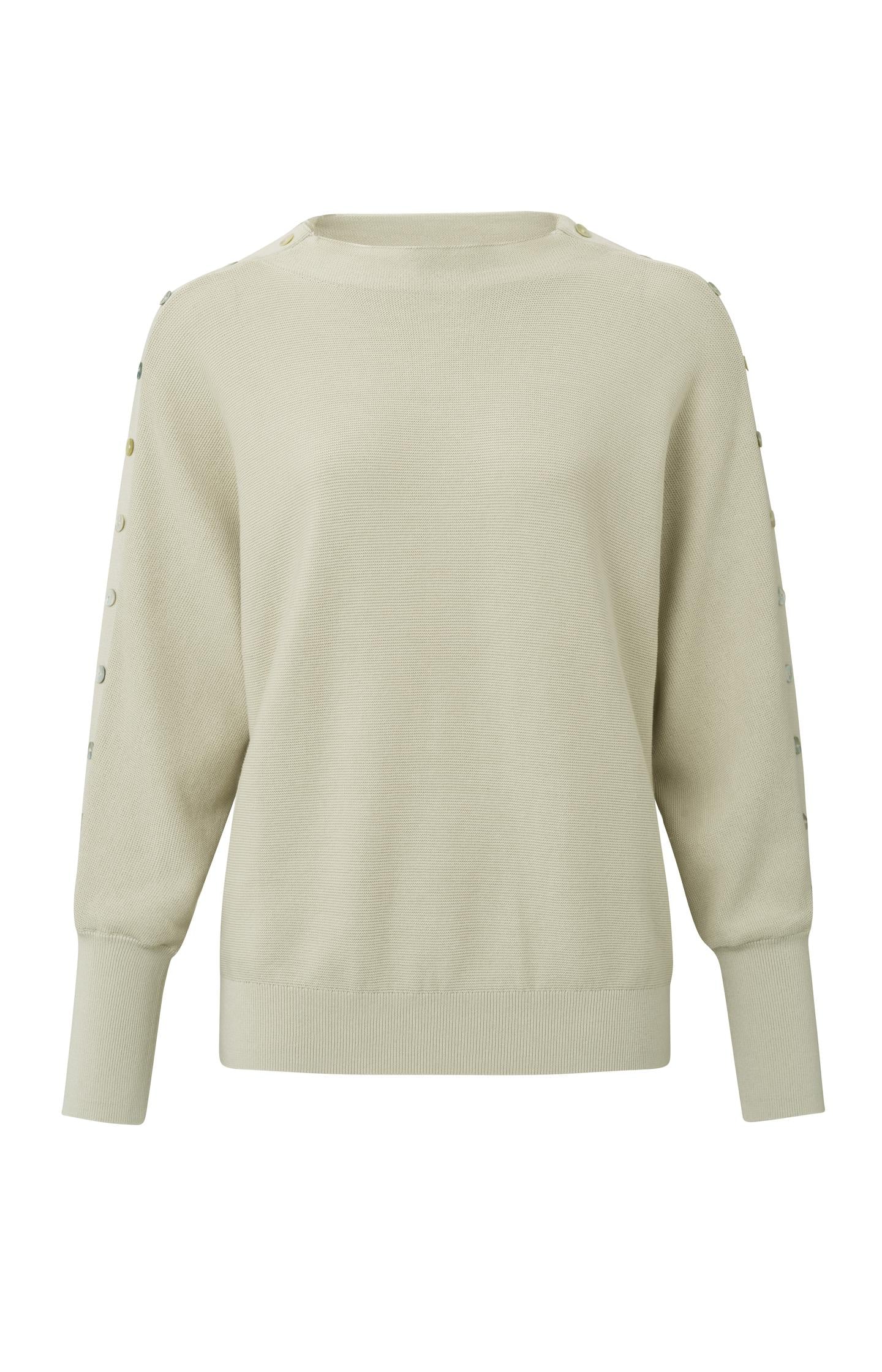 Sweater with round neck, long sleeves and buttons details - Type: product