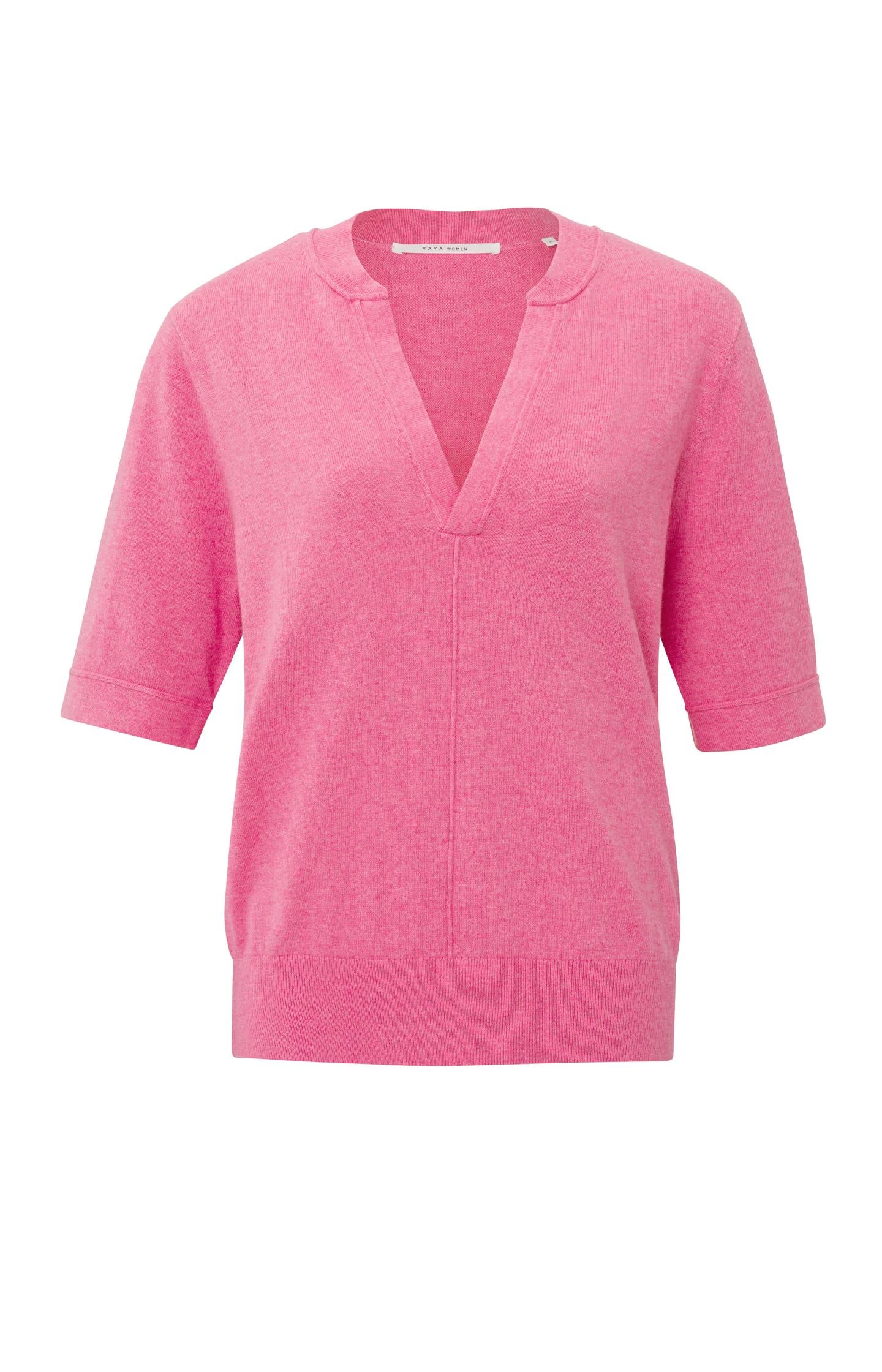 Sweater with V-neck, mid-length sleeves and seam details - Type: product