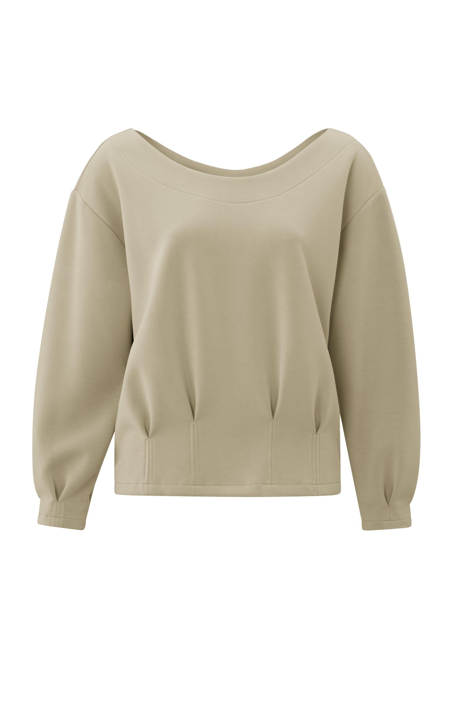 Sweatshirt with boatneck, long sleeves and pleated details - Type: product