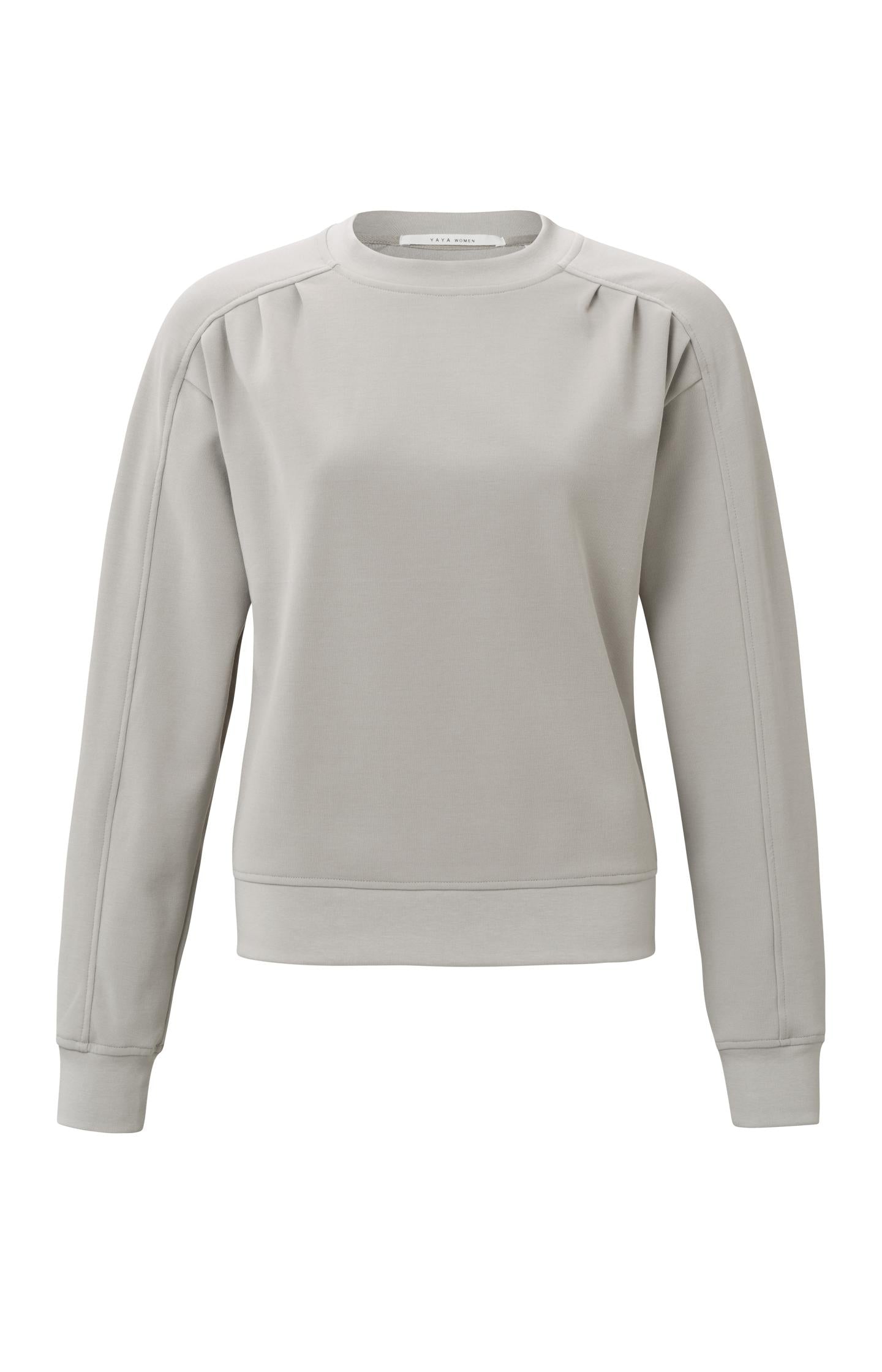 Sweatshirt with crewneck, long sleeves and pleated details - Type: product