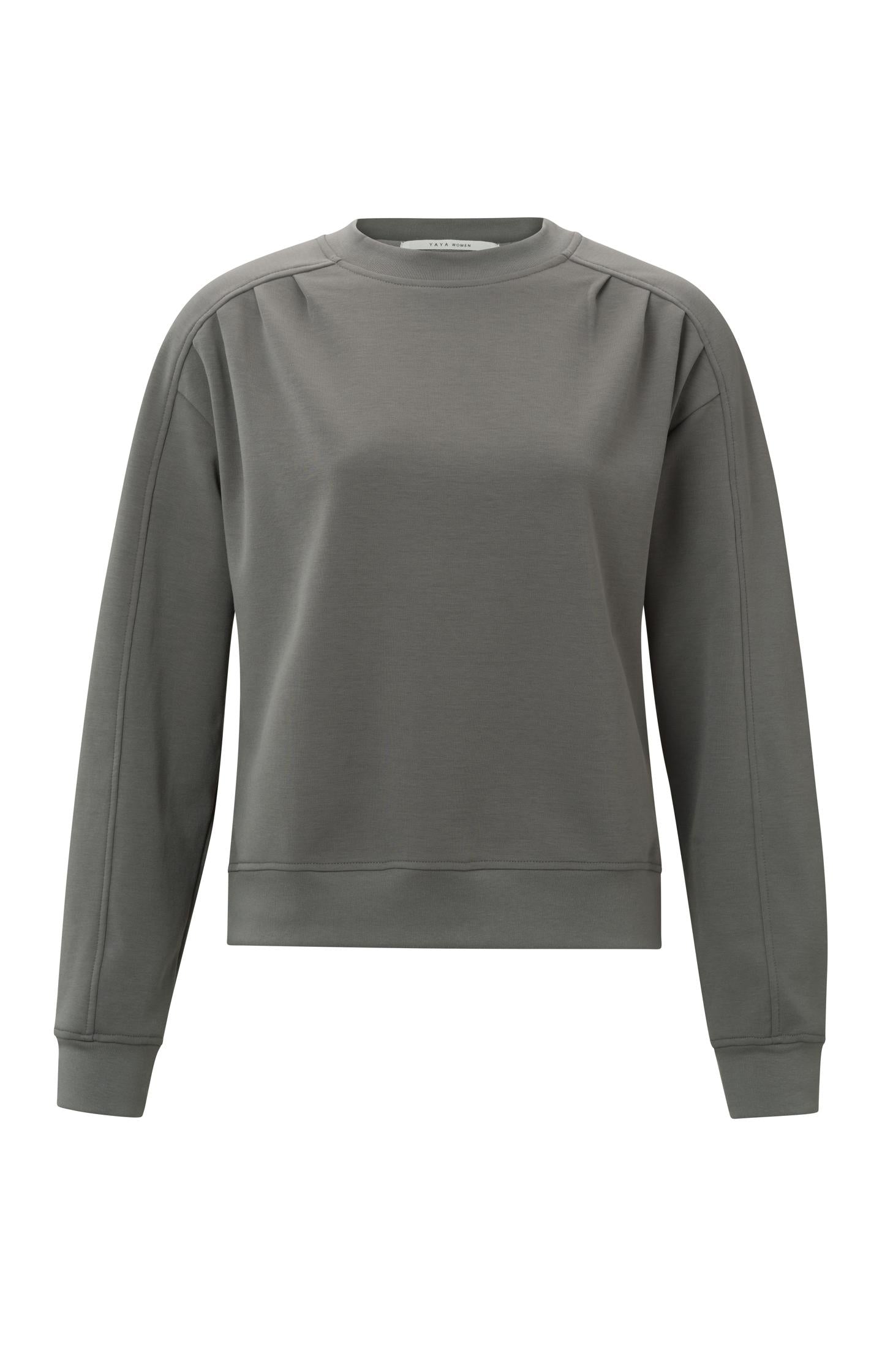 Sweatshirt with crewneck, long sleeves and pleated details - Type: product