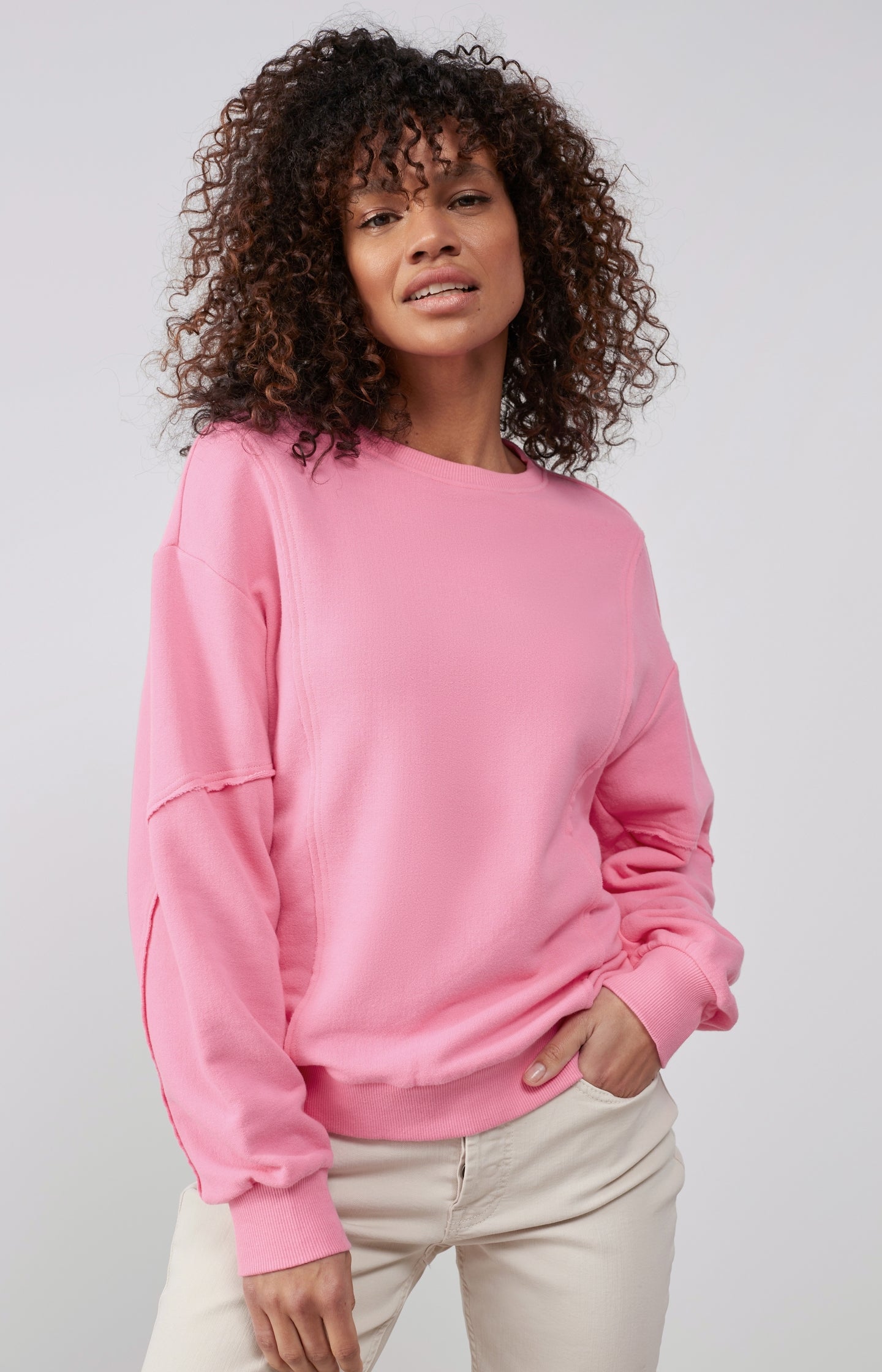 Sweatshirt with crewneck, long sleeves and seam details - Type: lookbook