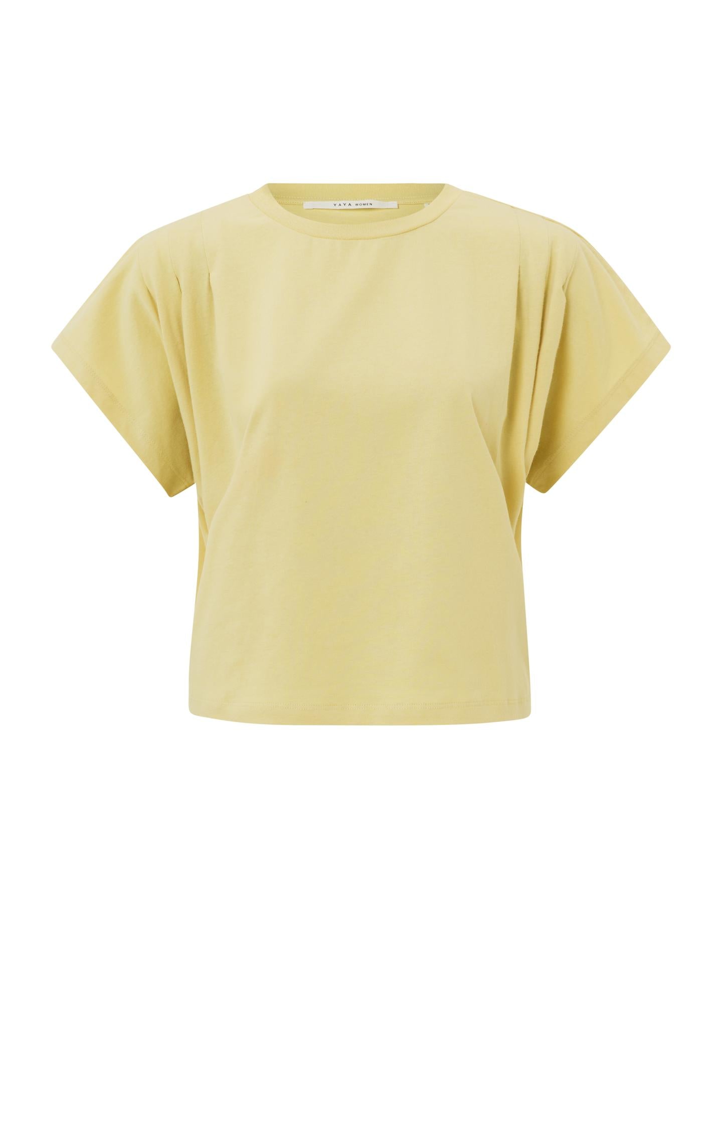 T-shirt with round neck, short sleeves and pleated details - Type: product