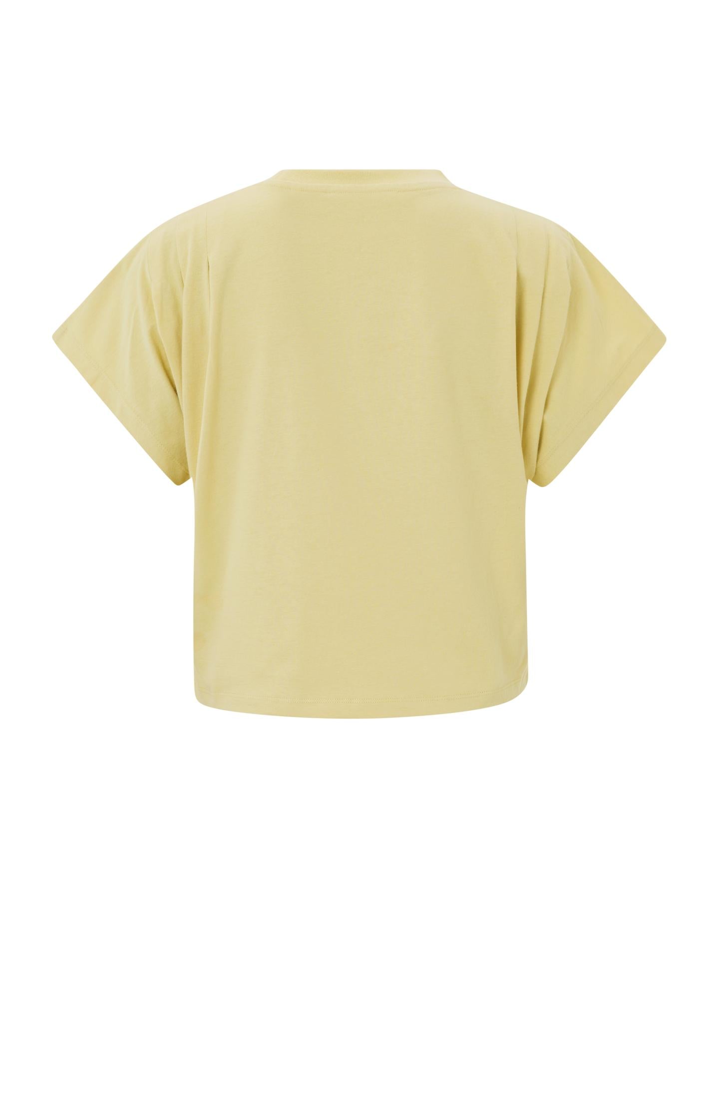 T-shirt with round neck, short sleeves and pleated details