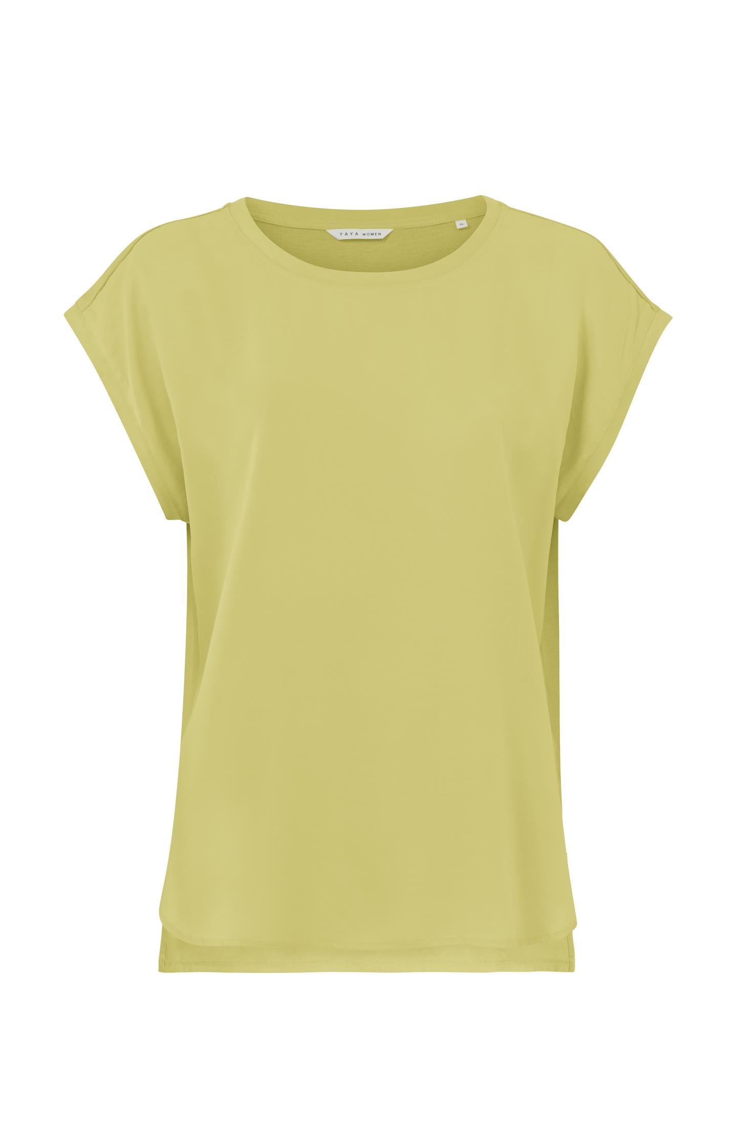 Top with round neck and cap sleeves without shoulder seams - Type: product