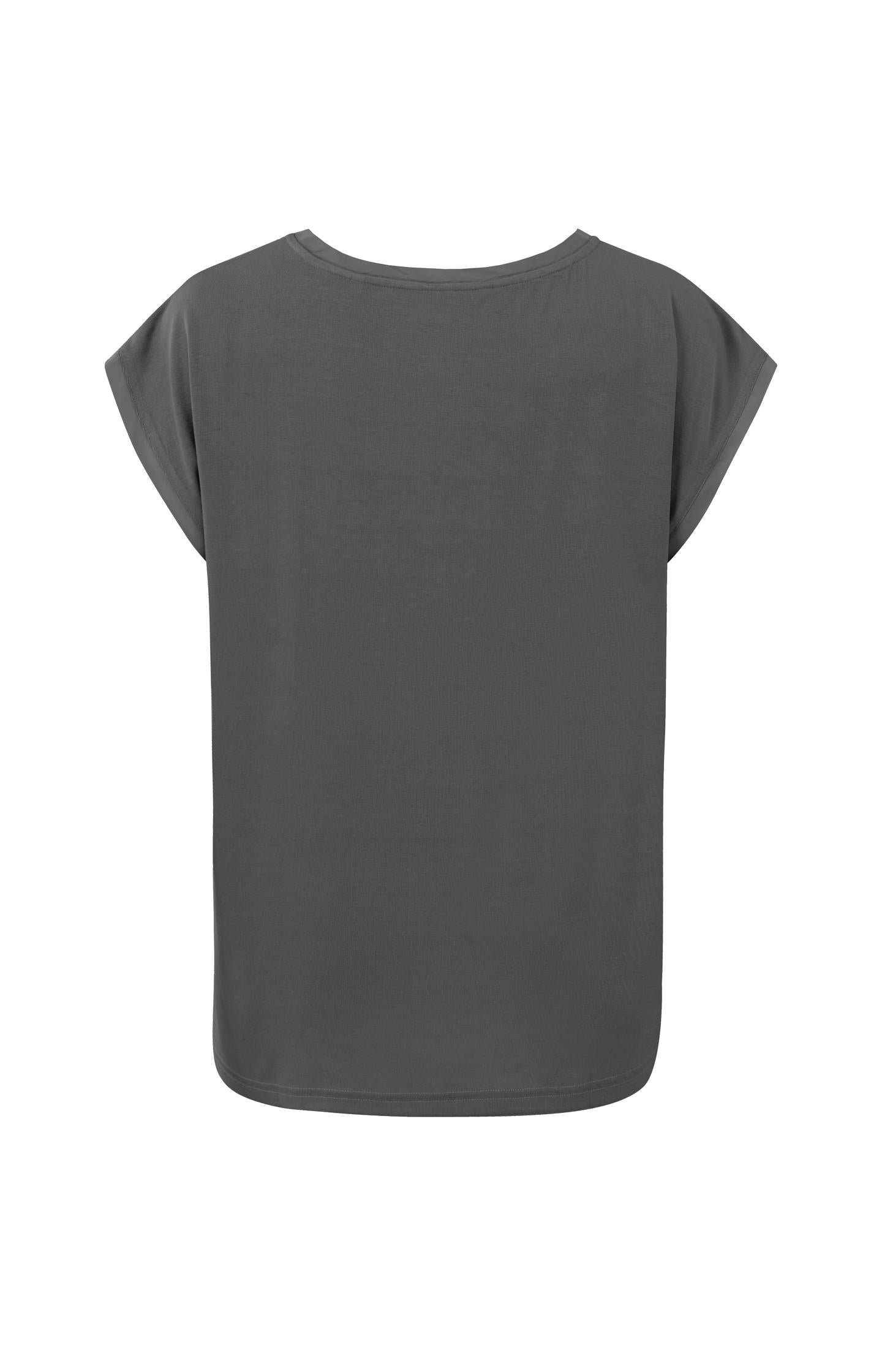 Top with round neck and cap sleeves without shoulder seams