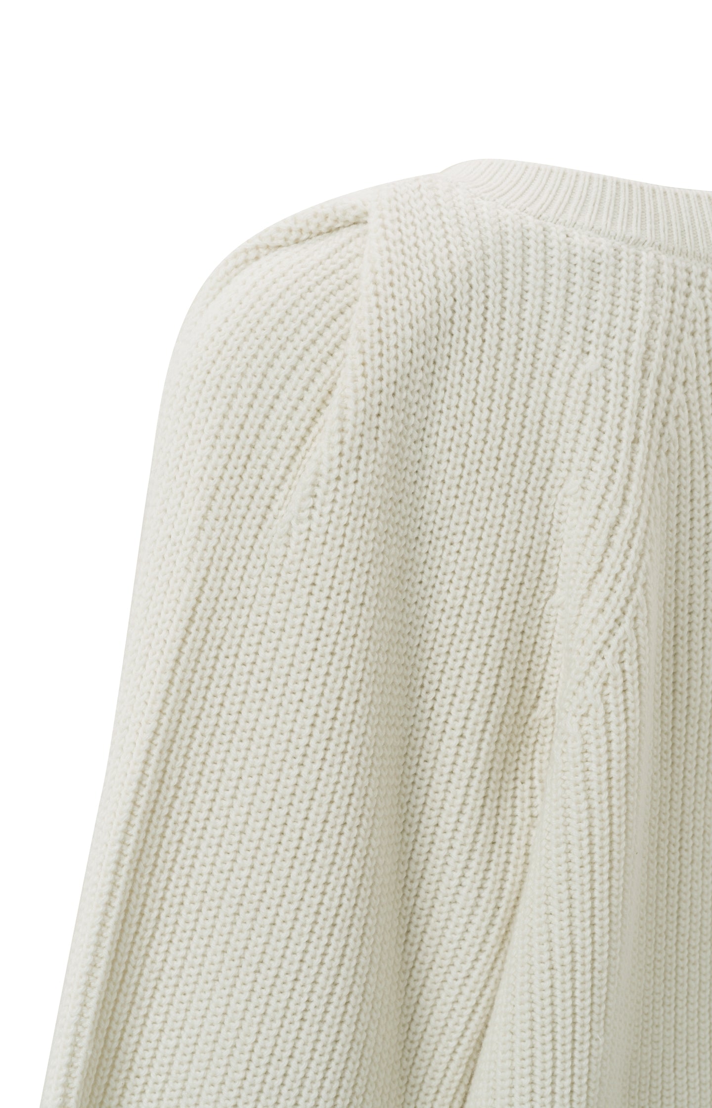 V-neck sweater with long balloon sleeves and ribbed details