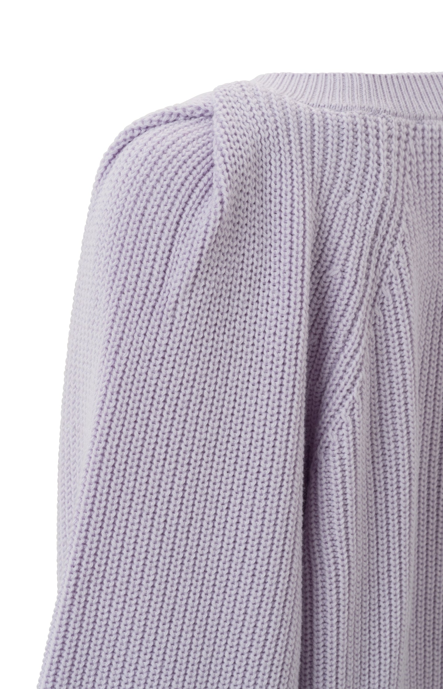 V-neck sweater with long balloon sleeves and ribbed details