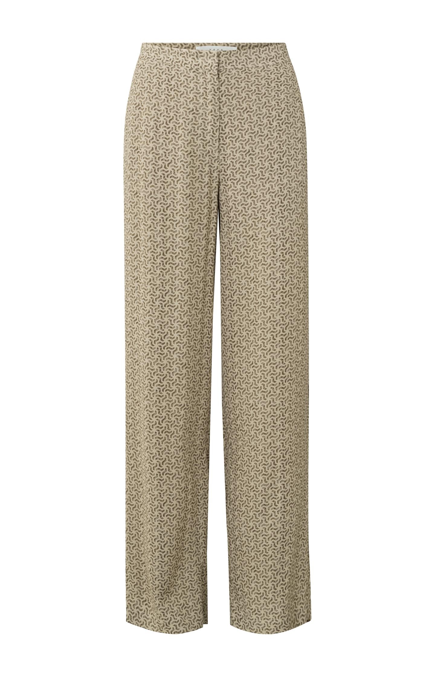 Wide leg trousers with side pockets, zip fly and print - Type: product