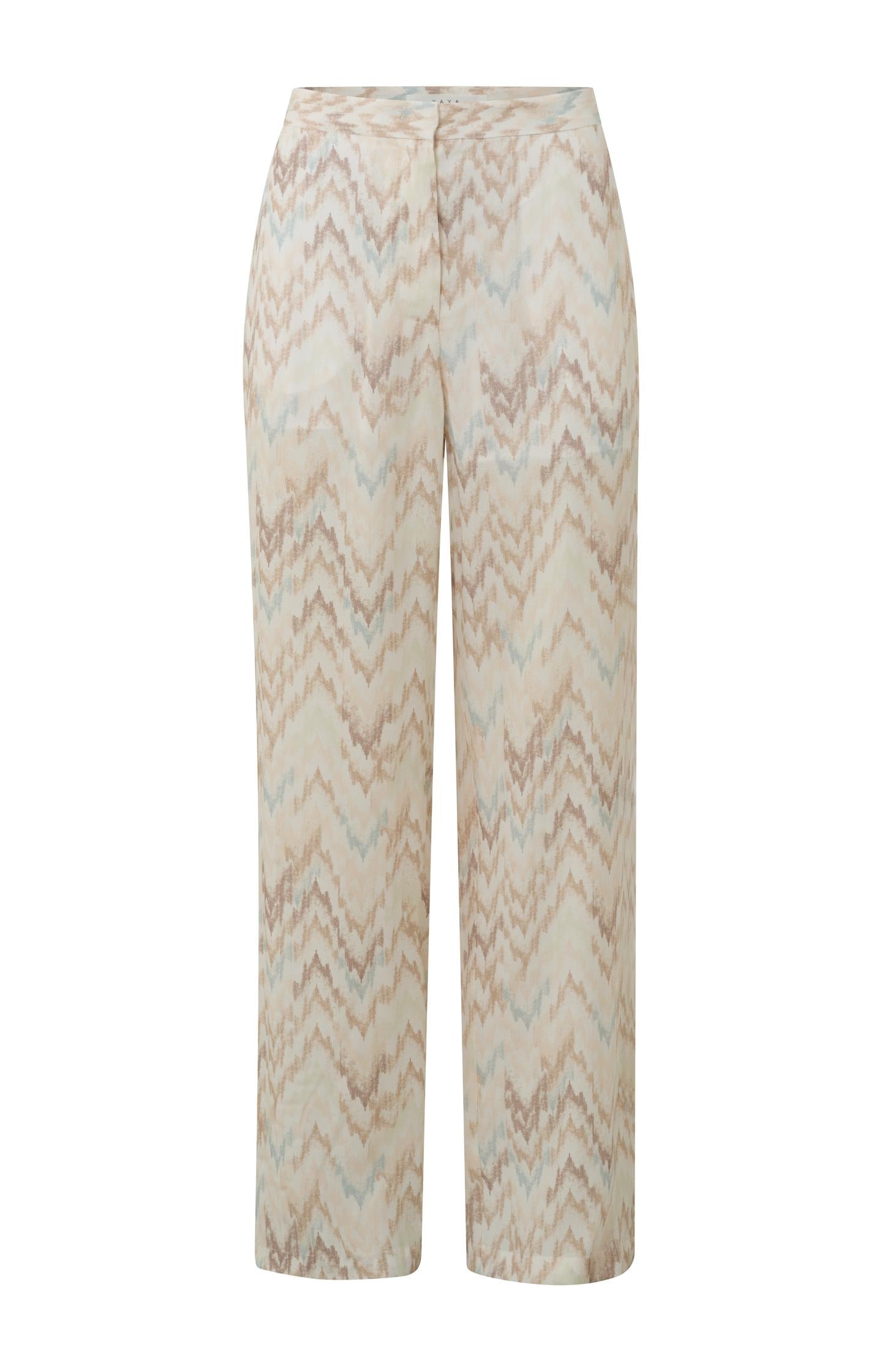 Wide leg trousers with side pockets, zip fly and print - Type: product