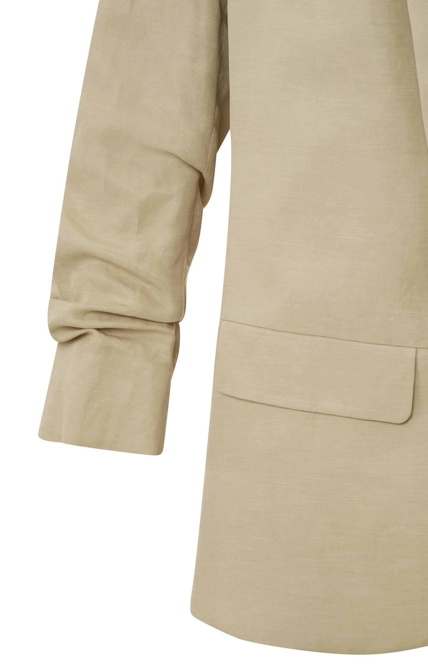 Woven blazer with long, detailed sleeves and pockets