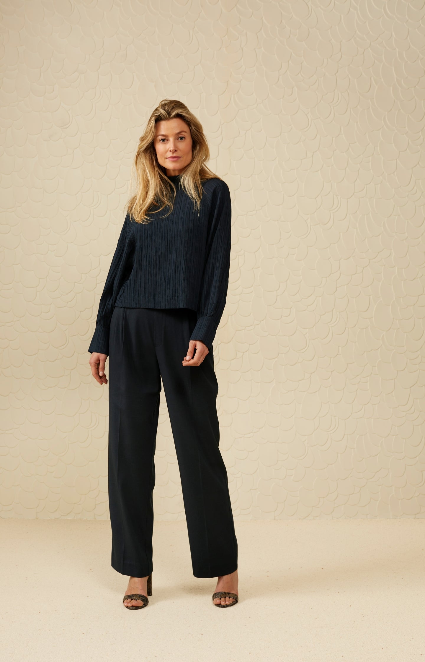 Woven wide leg trousers with side pockets and pleated detail - Type: lookbook