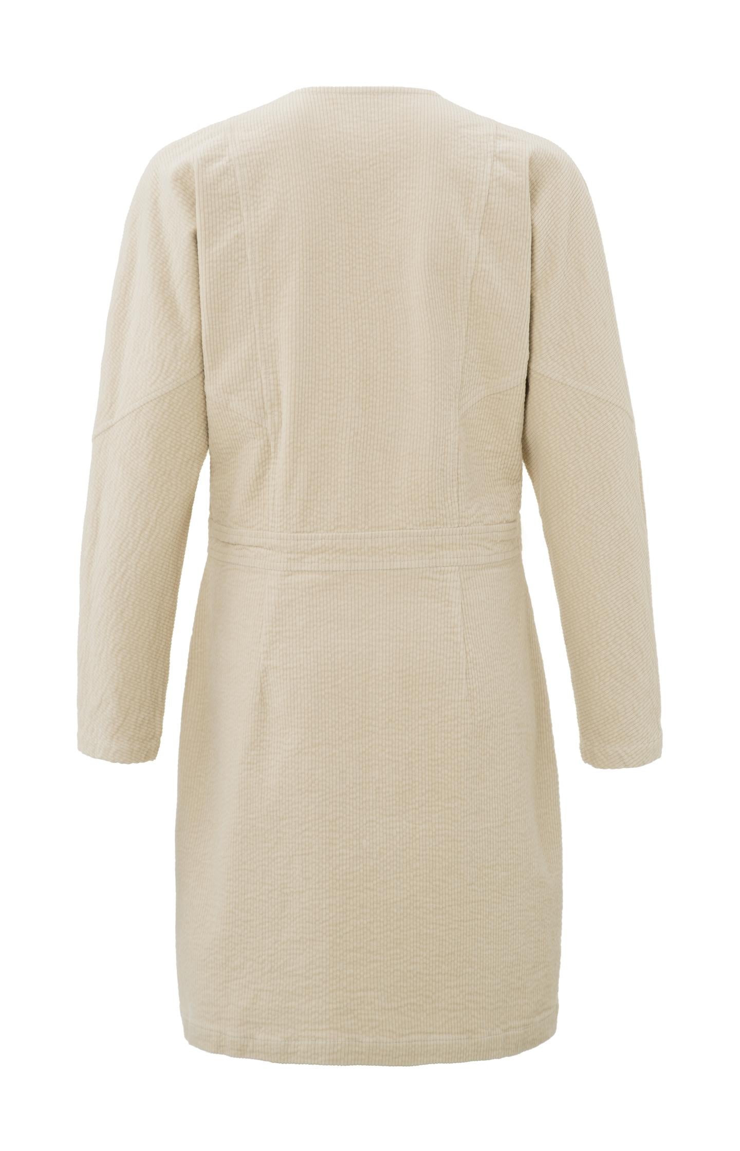 Wrap dress with V-neck, long sleeves and seam details