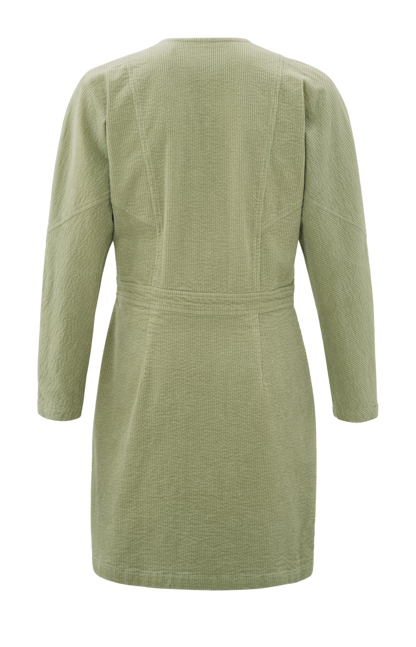 Wrap dress with V-neck, long sleeves and seam details