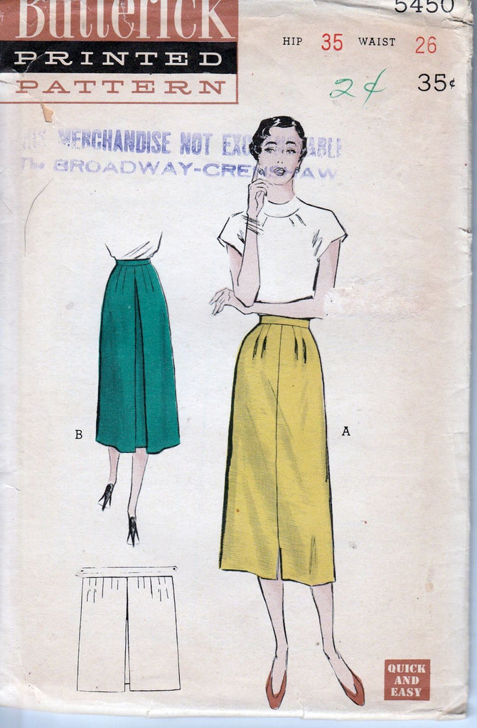 Butterick 5450 Ladies Slim Skirt Vintage Sewing Pattern 1950's ...