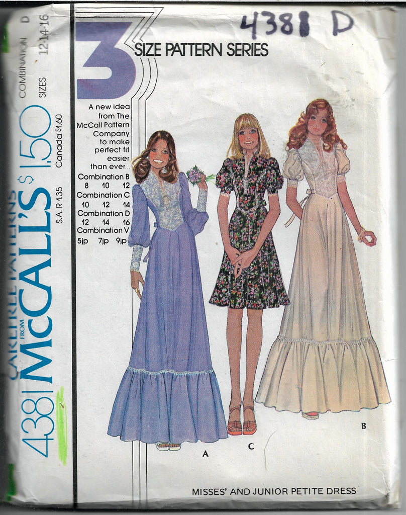 McCalls 4381 Ladies Dress Evening Gown Vintage Sewing Pattern 1970s ...