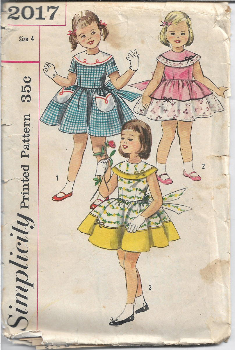 Simplicity 2017 Little Girls Party Dress Vintage Sewing Pattern 1950s ...