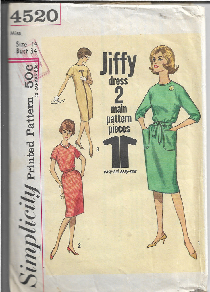 Simplicity 45 Vintage Sewing Pattern 1960s Ladies One Piece Dress Vintagestitching Vintage Sewing Patterns