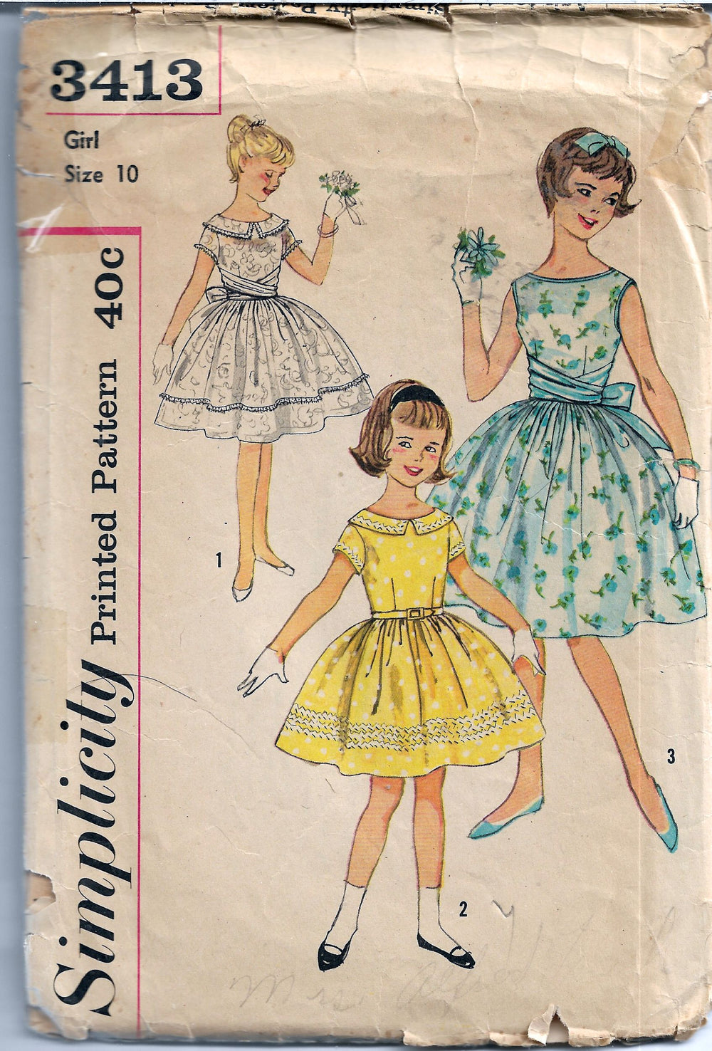 Simplicity 3413 Girls One Piece Party Dress Vintage Sewing Pattern 196 ...