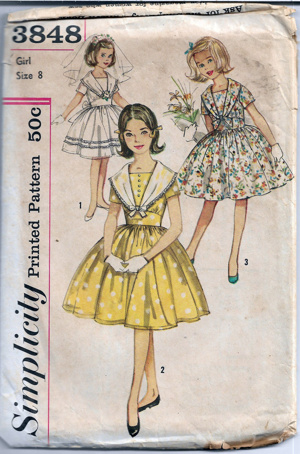 Simplicity 3848 One Piece Party Dress Girls Vintage Sewing Pattern 196 Vintagestitching Vintage Sewing Patterns