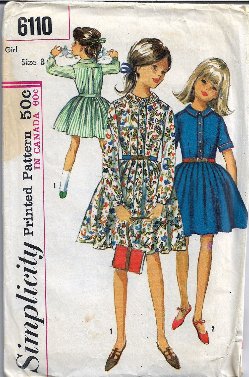 Simplicity 6110 Girls One Piece Dress Vintage 1960 S Sewing Pattern Vintagestitching Vintage Sewing Patterns